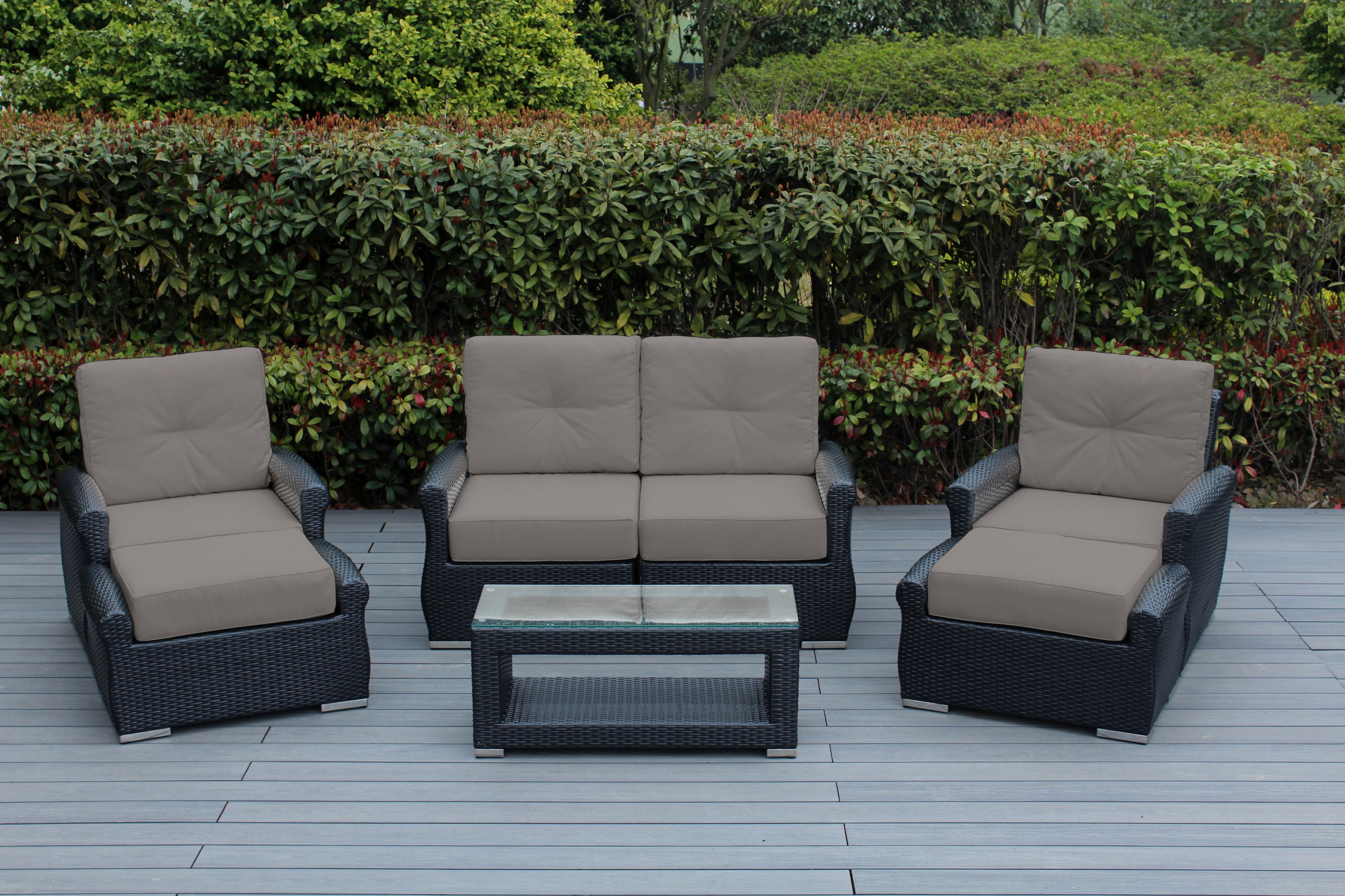 Fully Assembled RainShield Patio Furniture - Luxury 7 Piece Oversized Sectional with 6-inch Water Protected Cushions