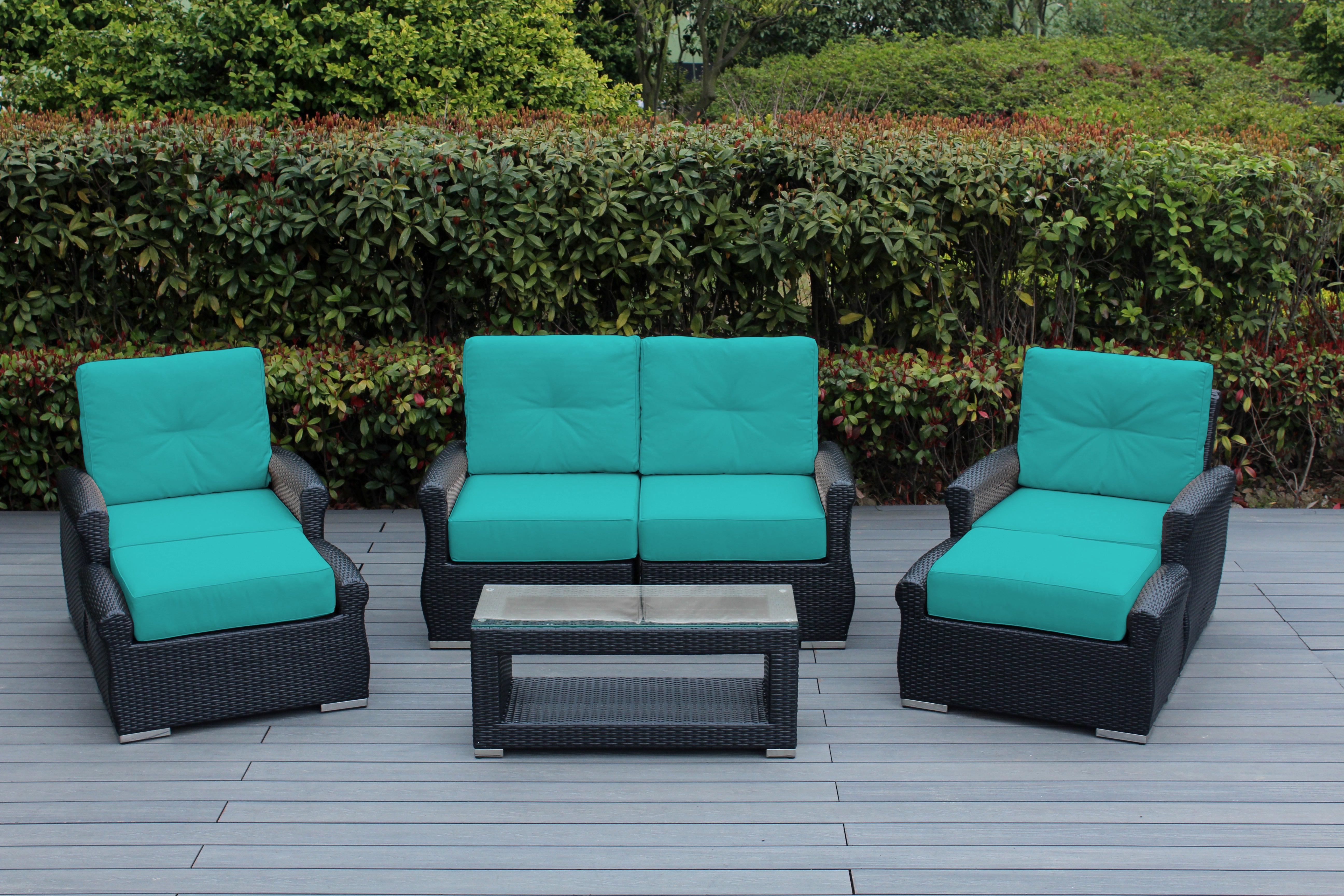 Fully Assembled RainShield Patio Furniture - Luxury 7 Piece Oversized Sectional with 6-inch Water Protected Cushions