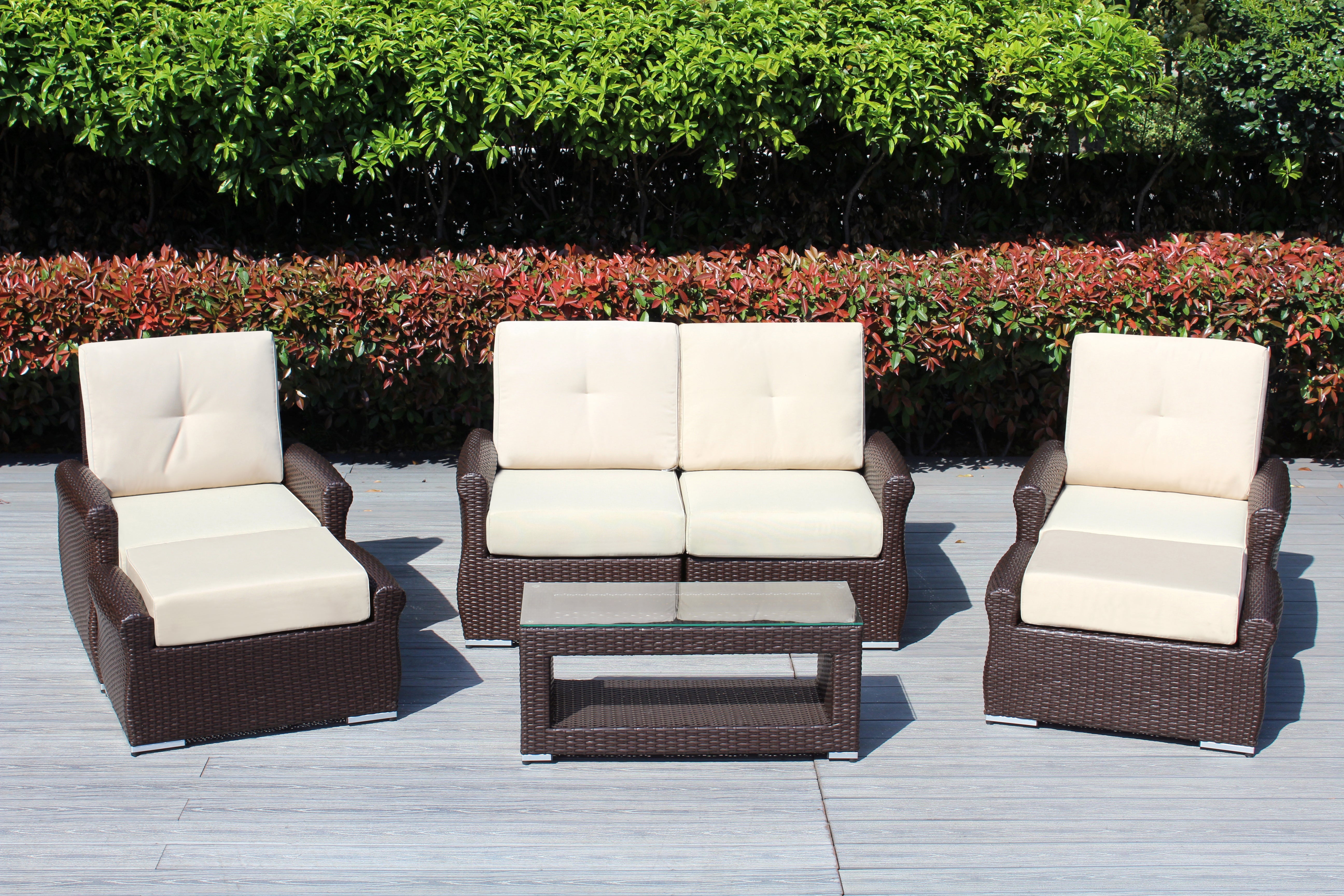 Fully Assembled RainShield Patio Furniture - Luxury 7 Piece Oversized Sectional with 6-inch Water Protected Cushions
