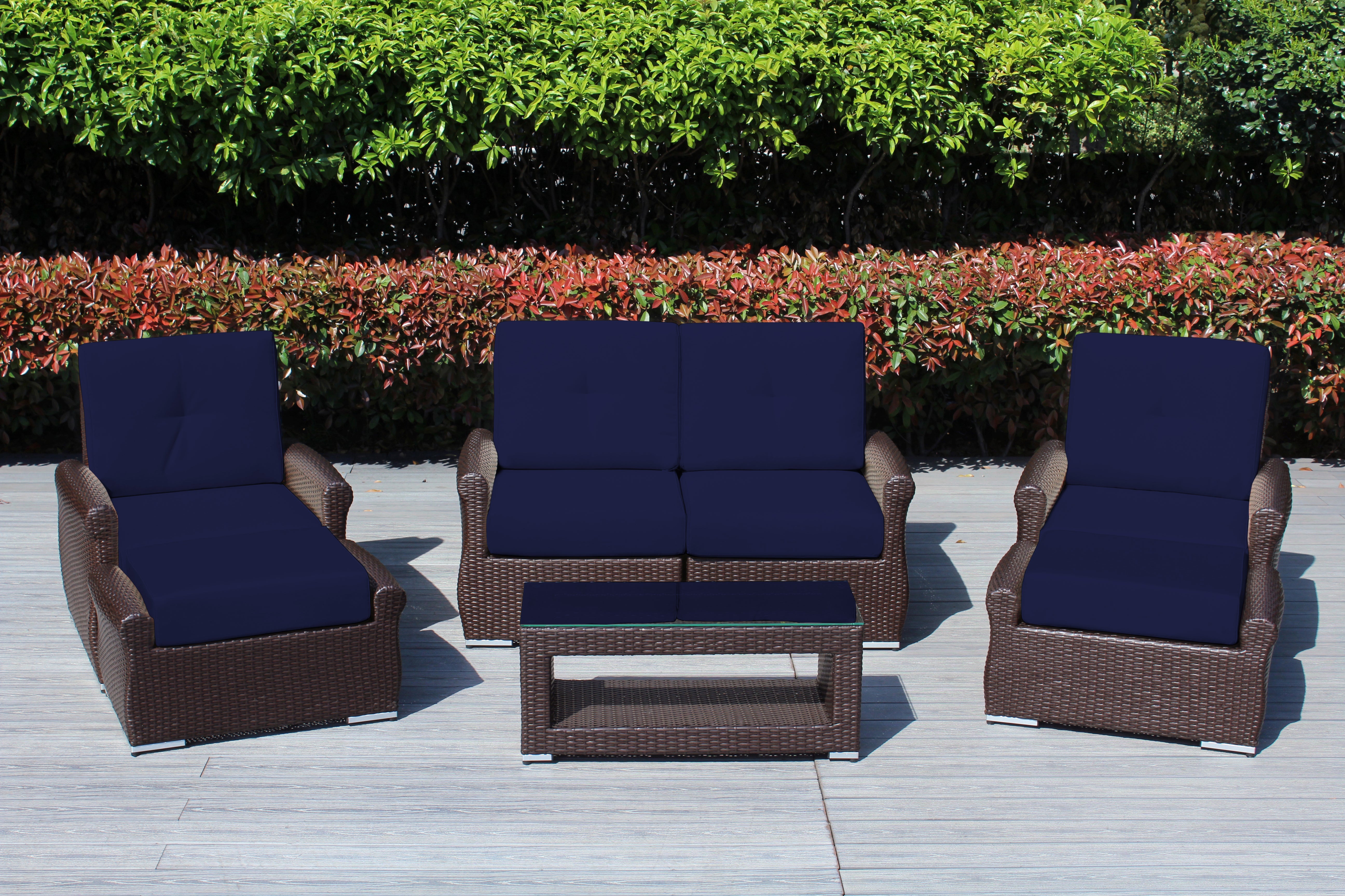 Fully Assembled RainShield Patio Furniture - Luxury 7 Piece Oversized Sectional with 6-inch Water Protected Cushions