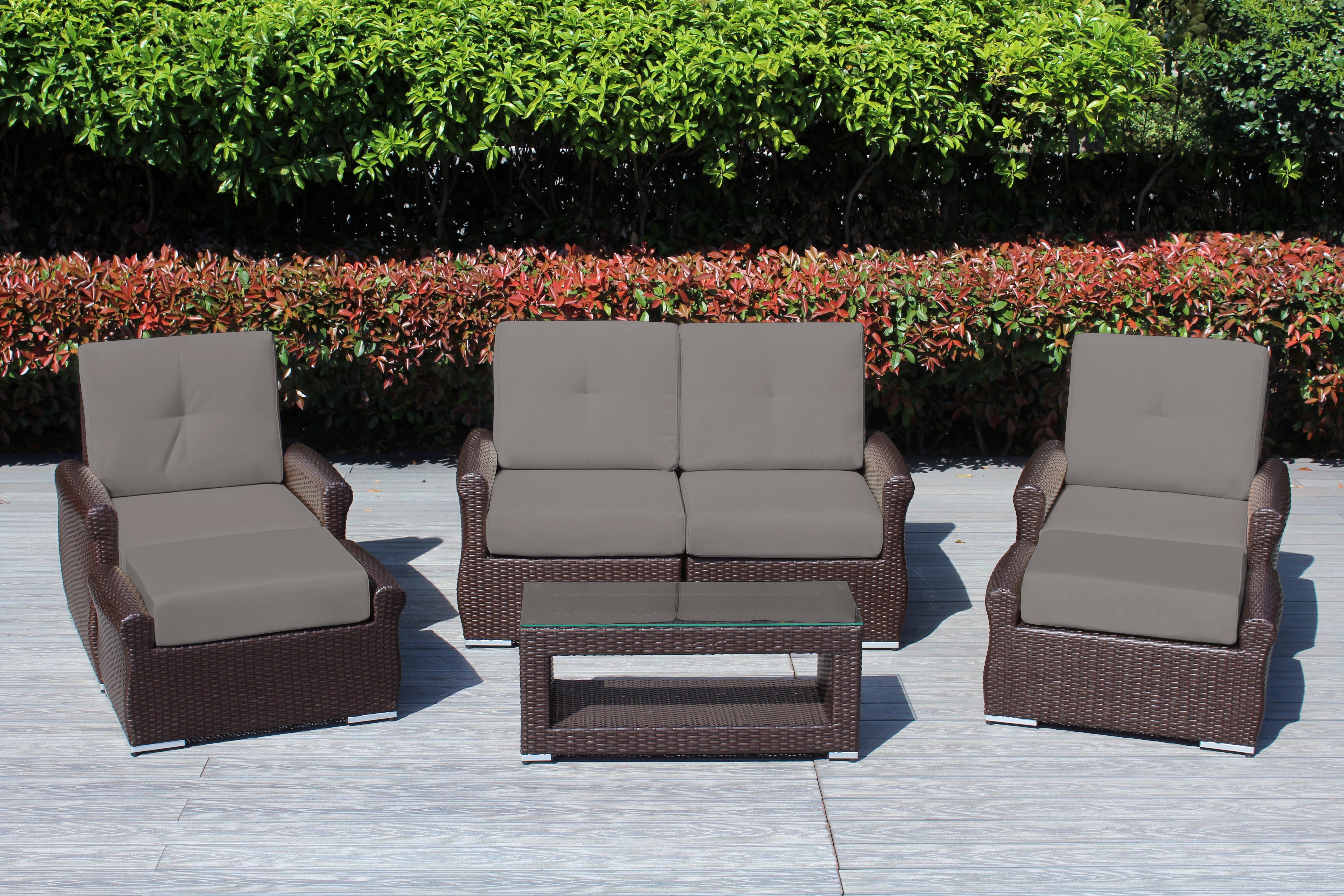 Fully Assembled RainShield Patio Furniture - Luxury 7 Piece Oversized Sectional with 6-inch Water Protected Cushions