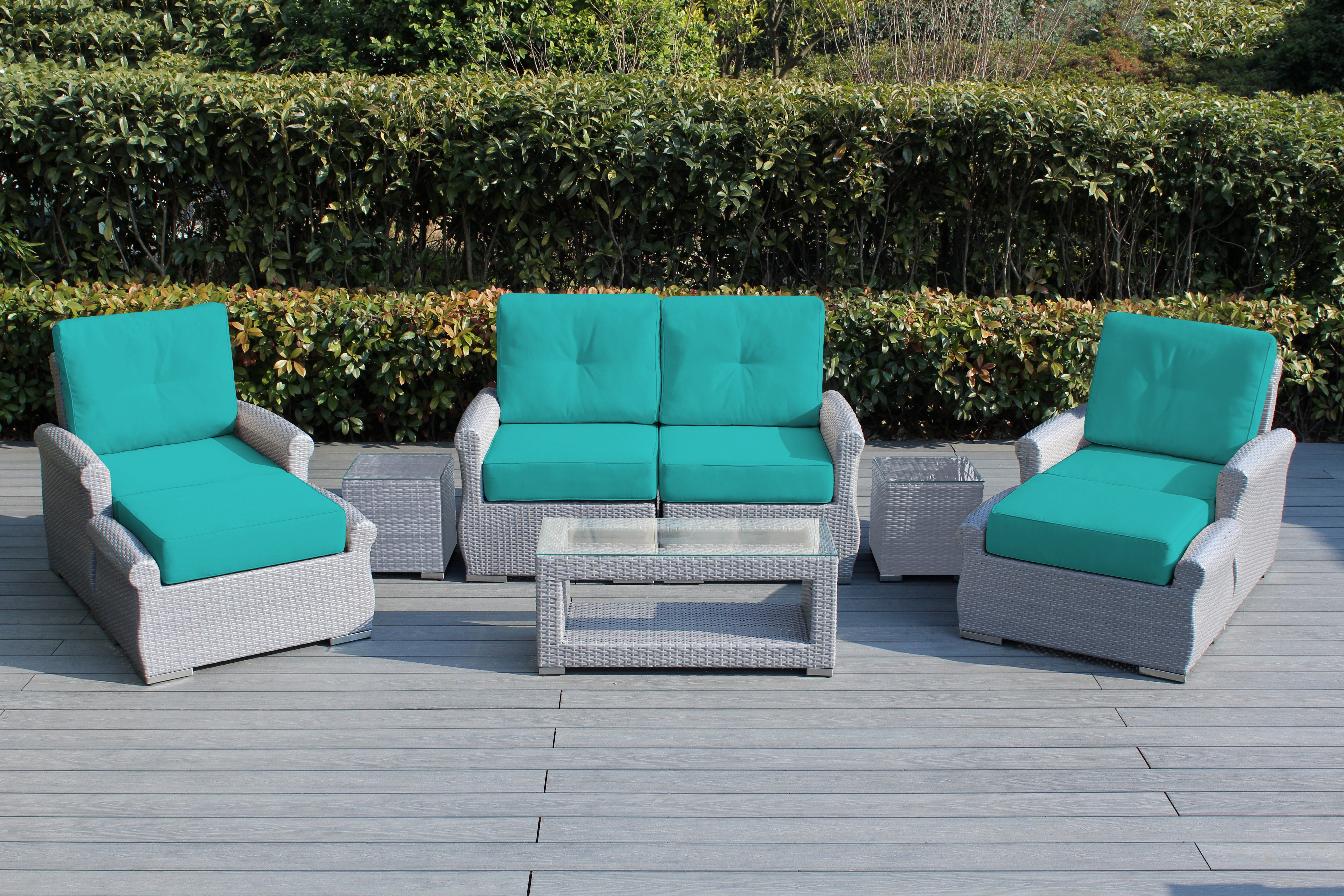 Fully Assembled RainShield Patio Furniture - Luxury 7 Piece Oversized Sectional with 6-inch Water Protected Cushions