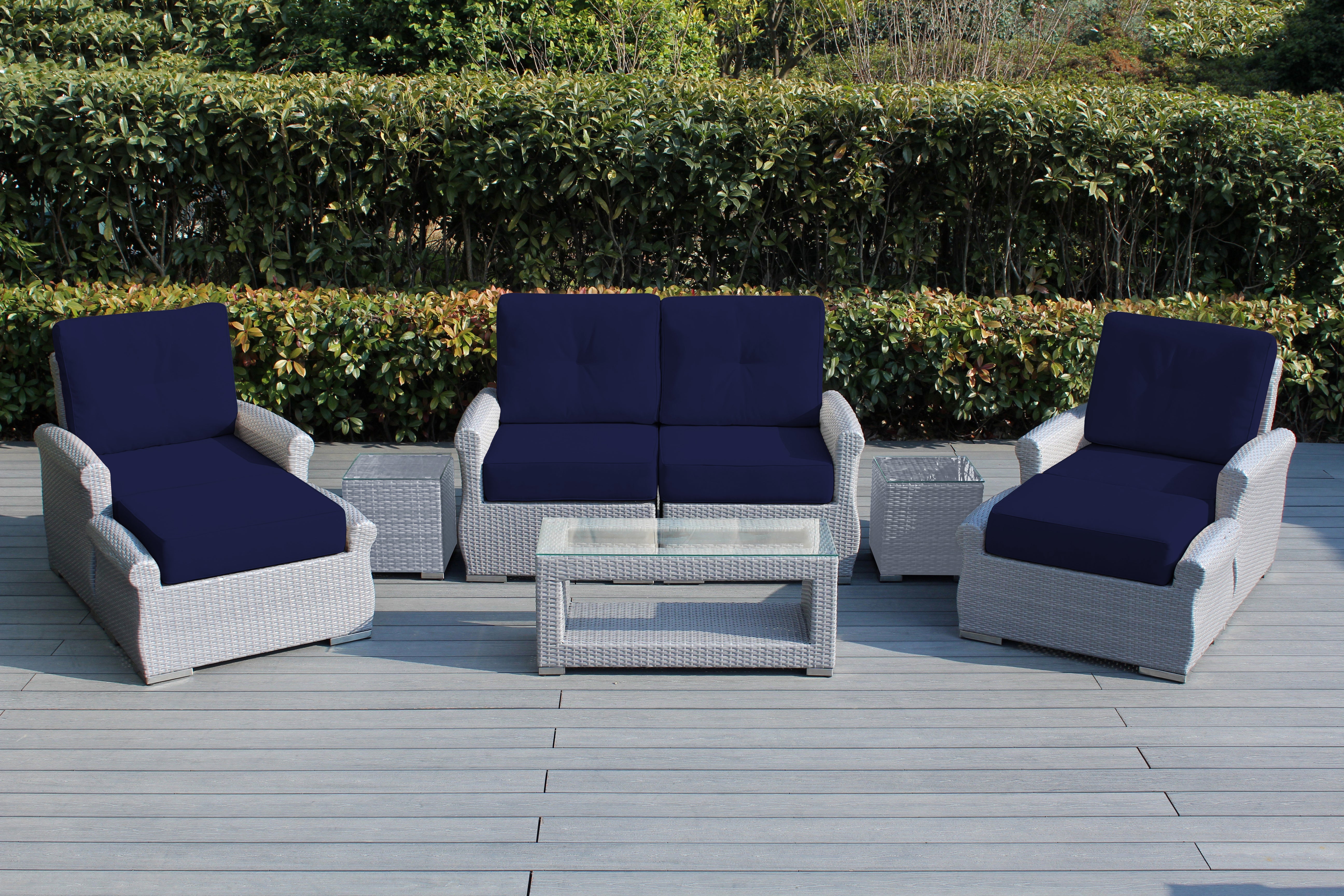 Fully Assembled RainShield Patio Furniture - Luxury 7 Piece Oversized Sectional with 6-inch Water Protected Cushions