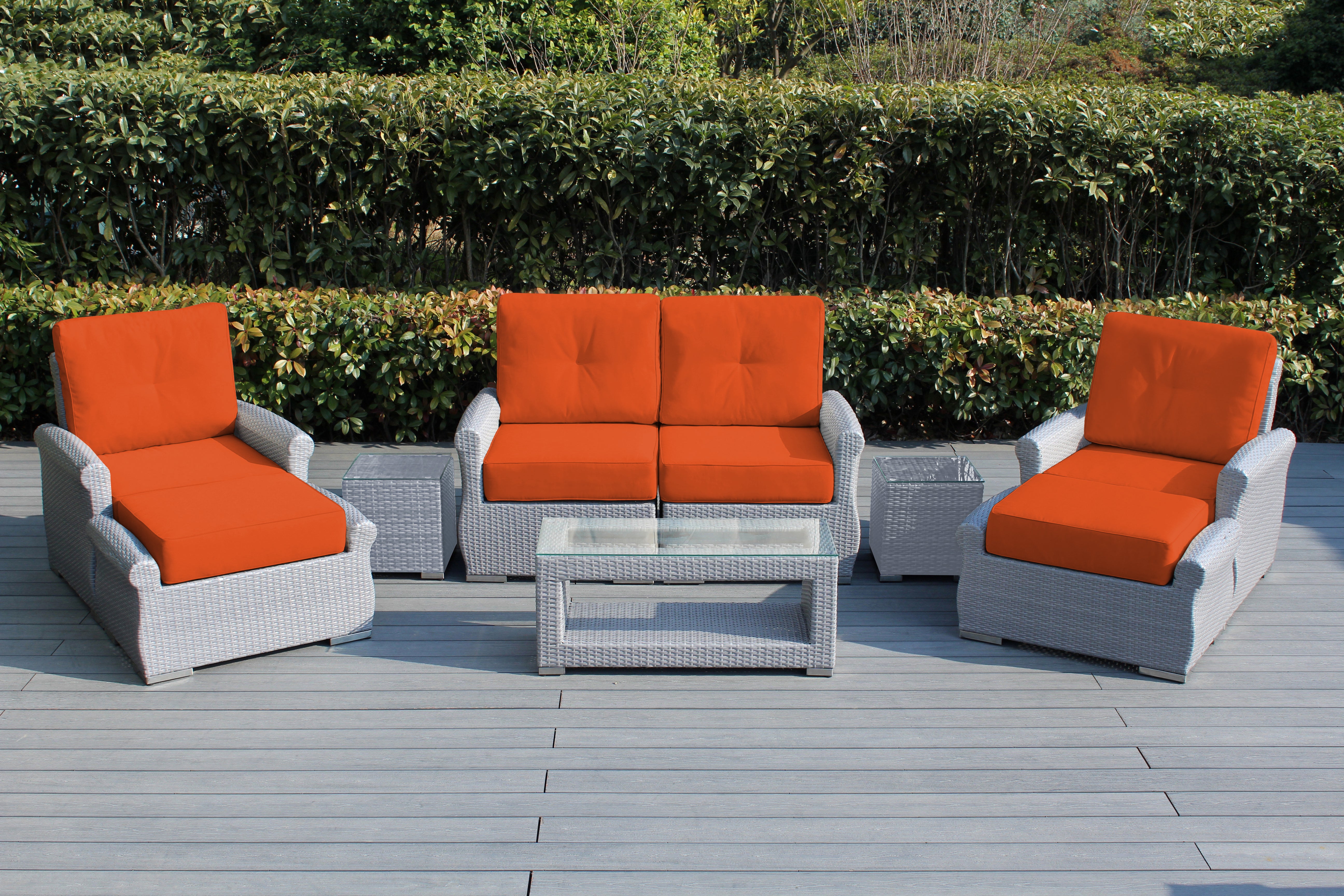 Fully Assembled RainShield Patio Furniture - Luxury 7 Piece Oversized Sectional with 6-inch Water Protected Cushions
