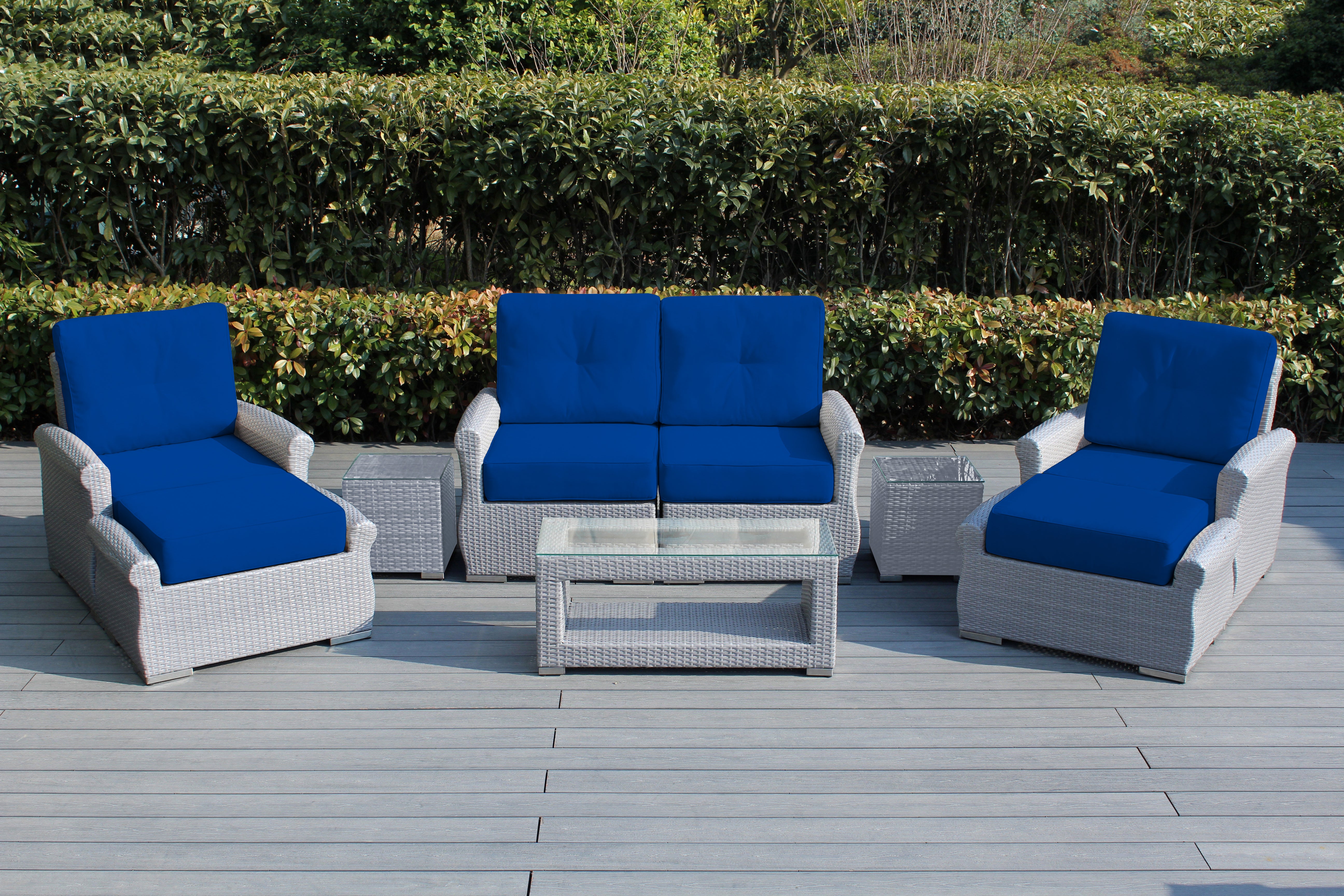 Fully Assembled RainShield Patio Furniture - Luxury 7 Piece Oversized Sectional with 6-inch Water Protected Cushions