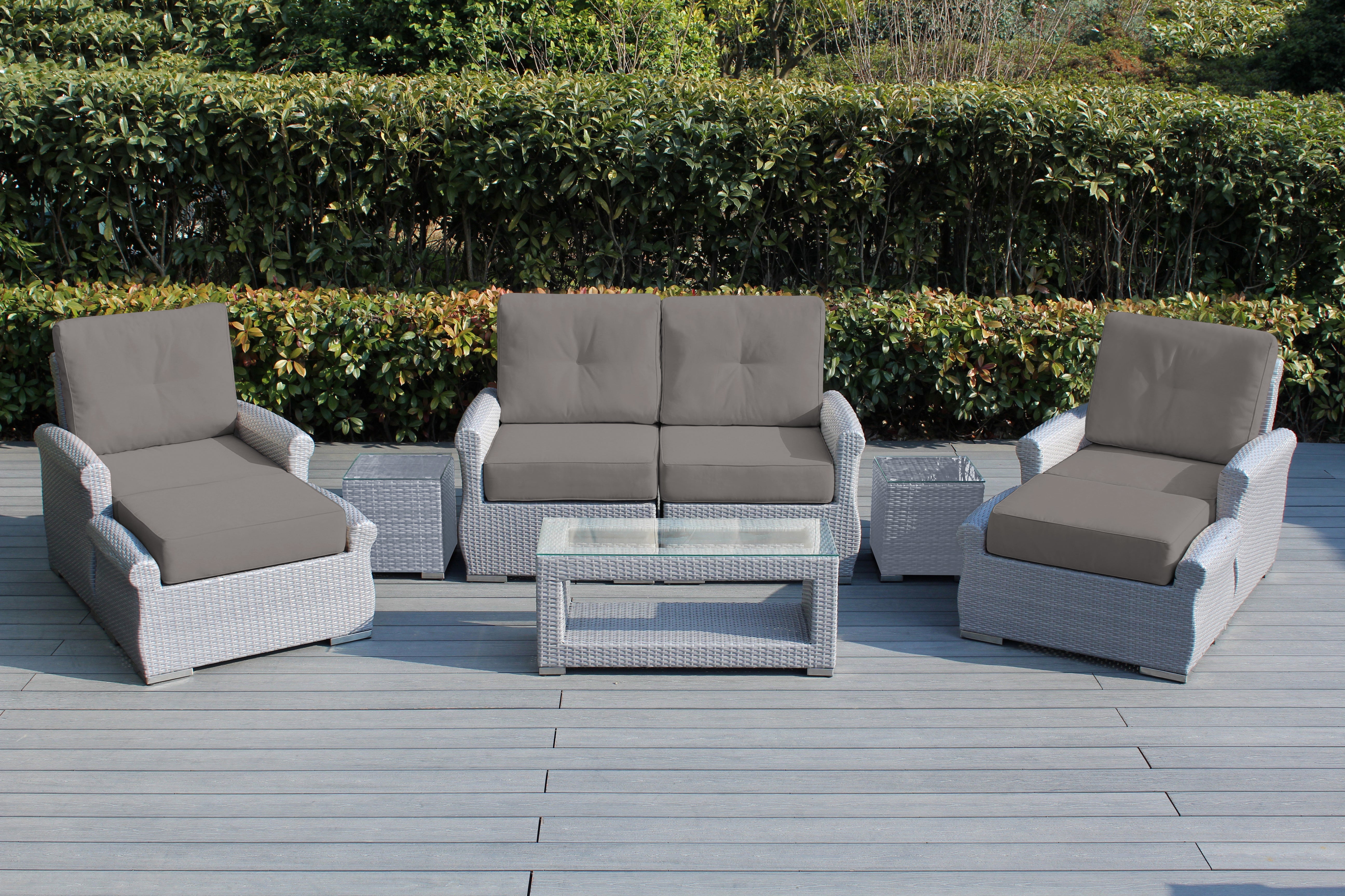 Fully Assembled RainShield Patio Furniture - Luxury 7 Piece Oversized Sectional with 6-inch Water Protected Cushions