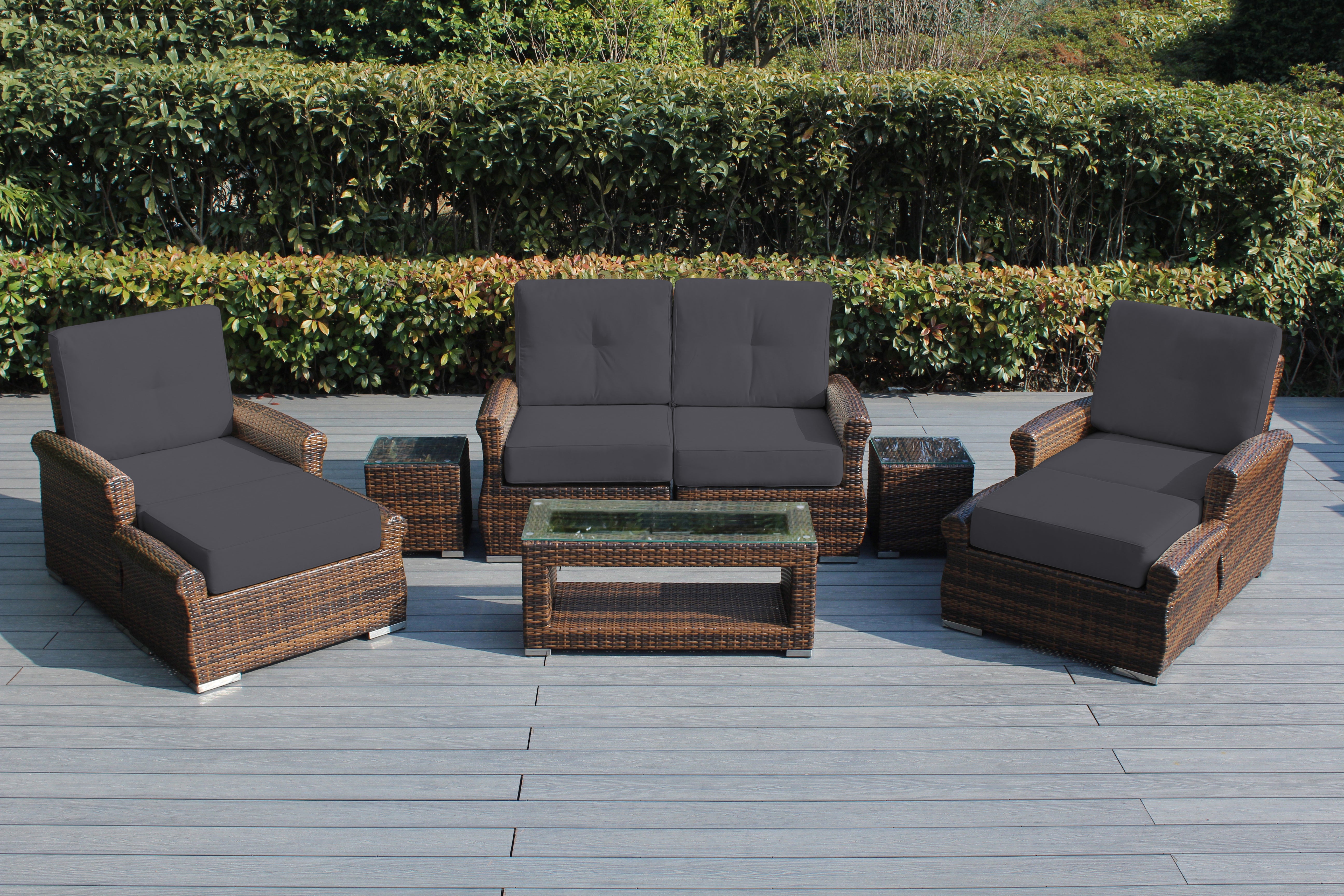 Fully Assembled RainShield Patio Furniture - Luxury 7 Piece Oversized Sectional with 6-inch Water Protected Cushions