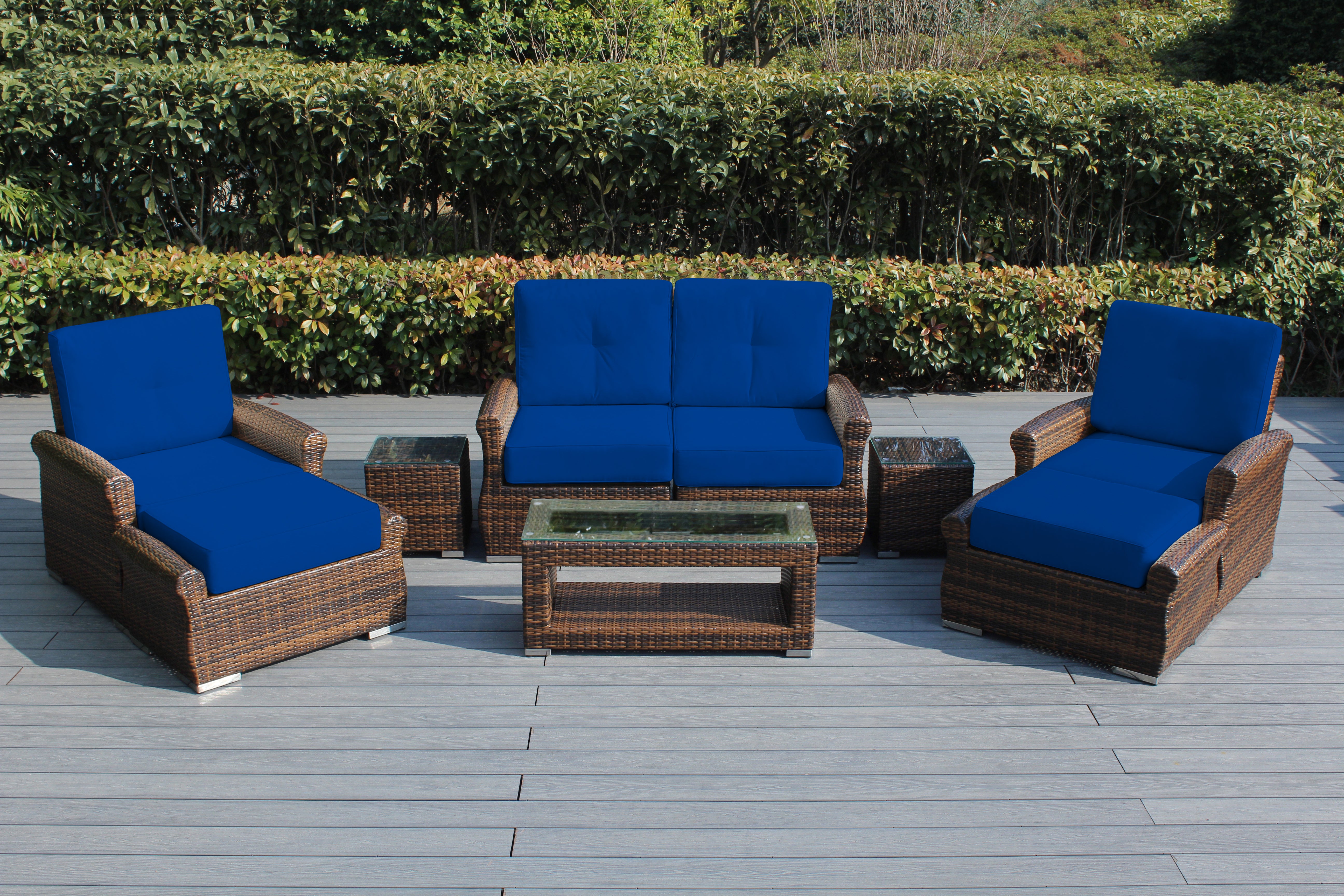 Fully Assembled RainShield Patio Furniture - Luxury 7 Piece Oversized Sectional with 6-inch Water Protected Cushions