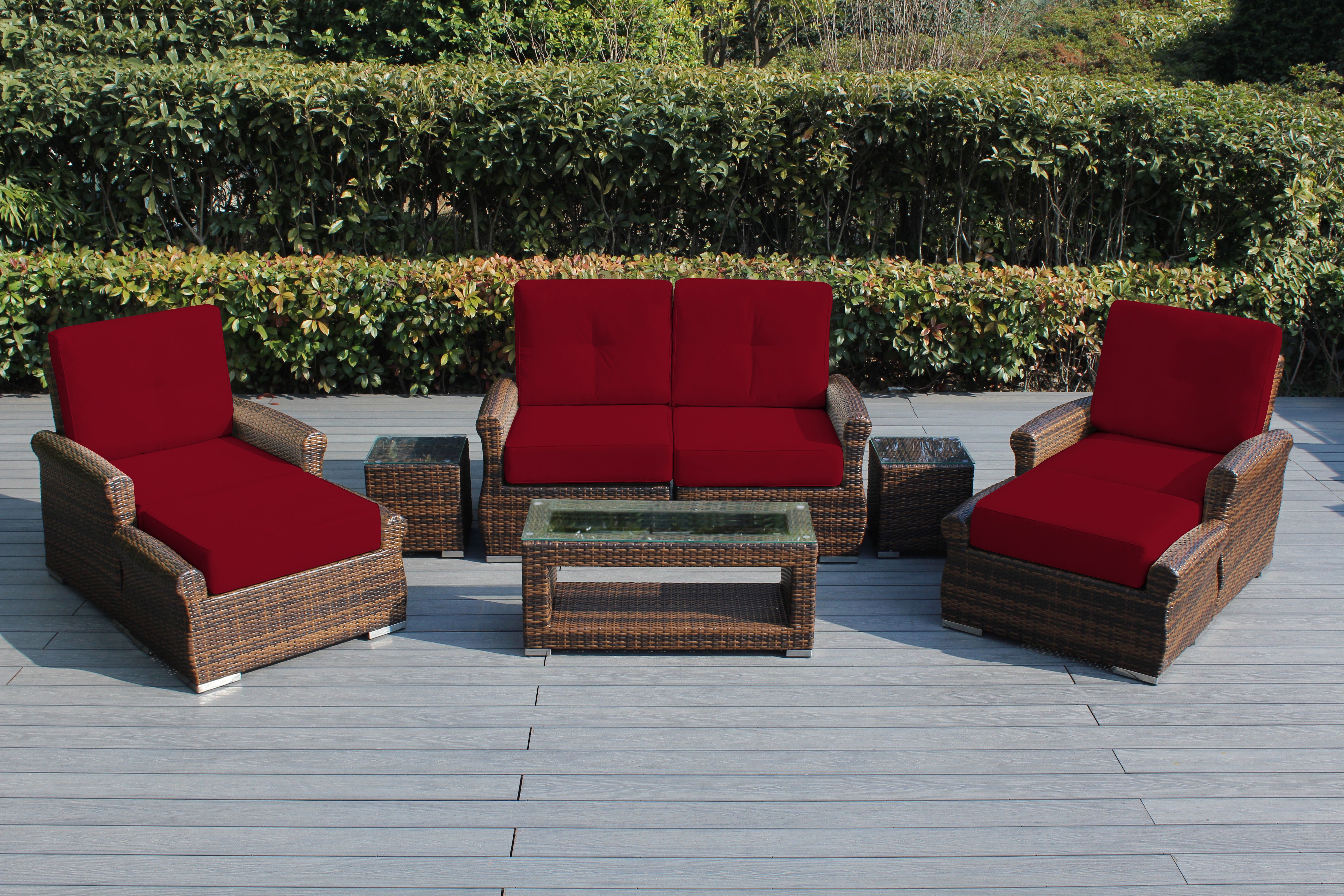 Fully Assembled RainShield Patio Furniture - Luxury 7 Piece Oversized Sectional with 6-inch Water Protected Cushions