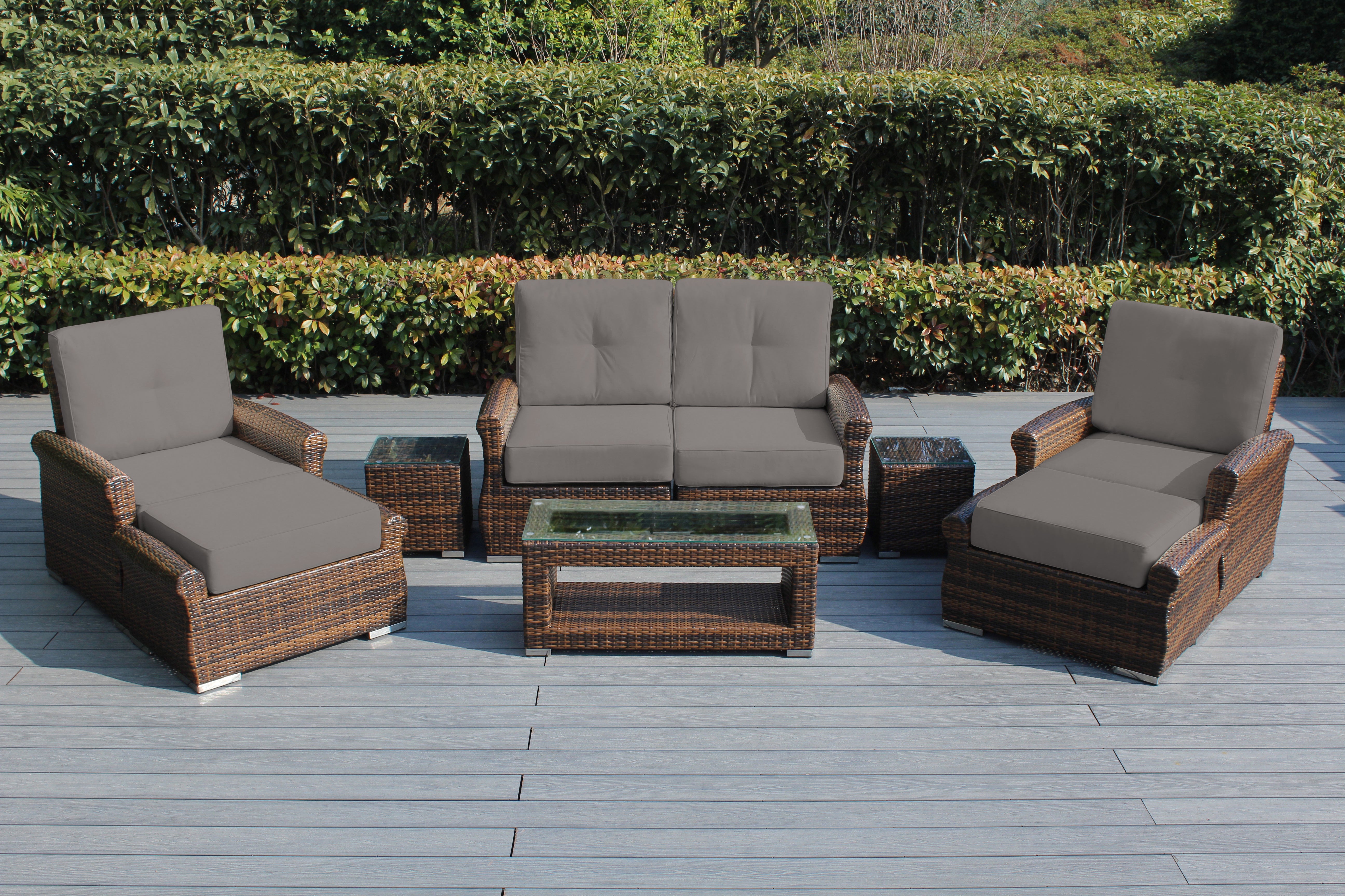 Fully Assembled RainShield Patio Furniture - Luxury 7 Piece Oversized Sectional with 6-inch Water Protected Cushions