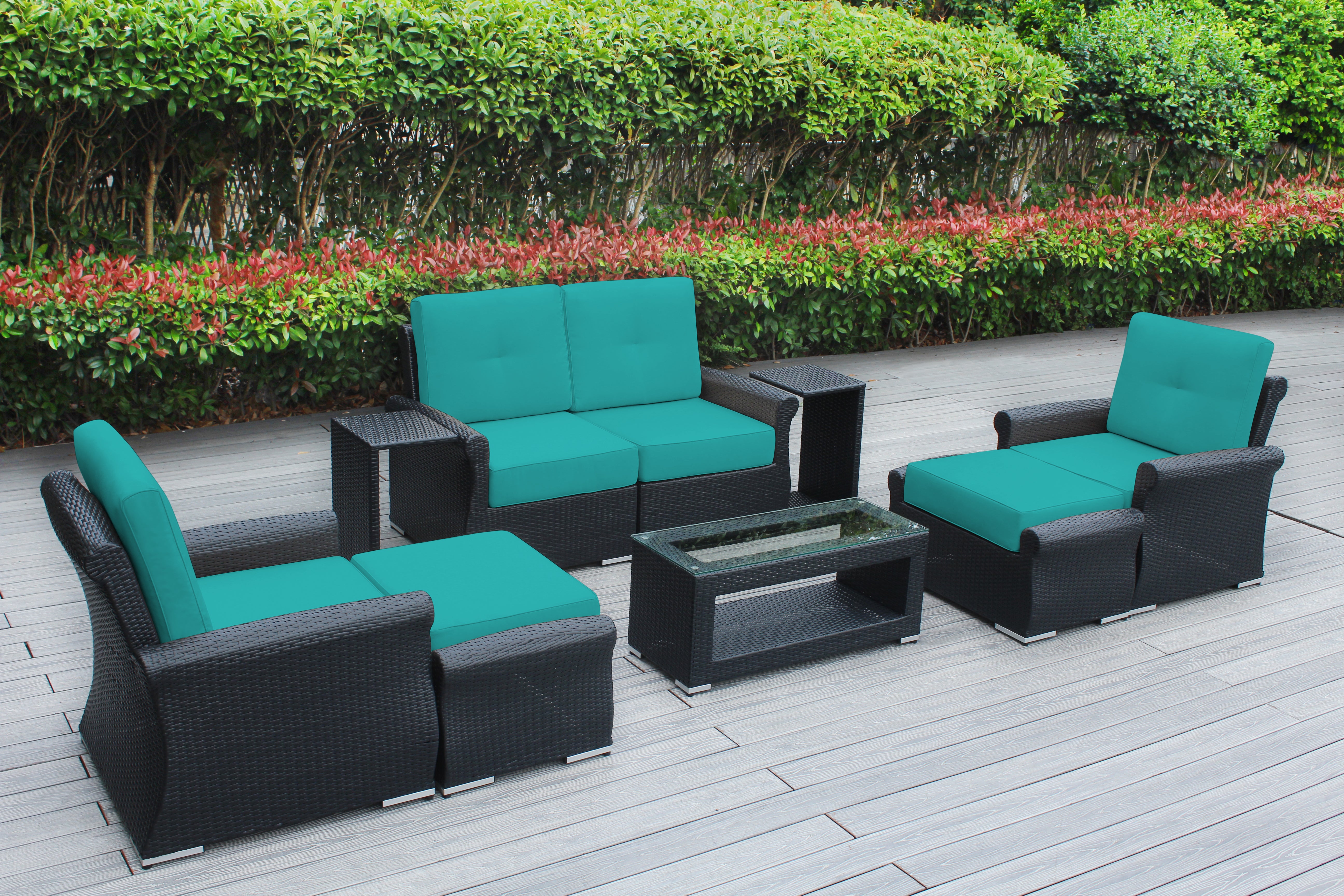 Fully Assembled Rainshield Patio Furniture - Luxury 9 Piece Oversized Sectional with 6-inch Water Protected Cushions