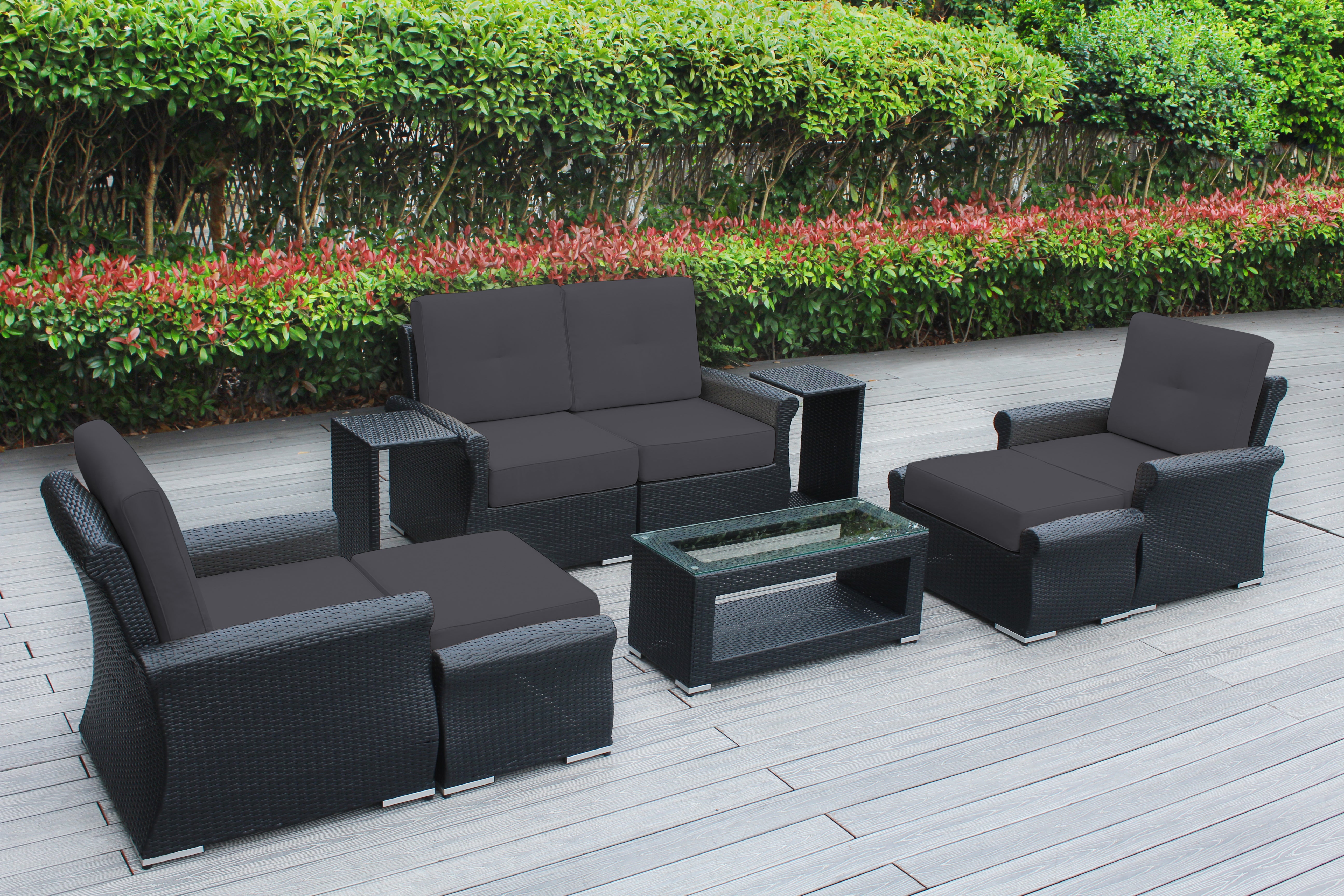 Fully Assembled Rainshield Patio Furniture - Luxury 9 Piece Oversized Sectional with 6-inch Water Protected Cushions