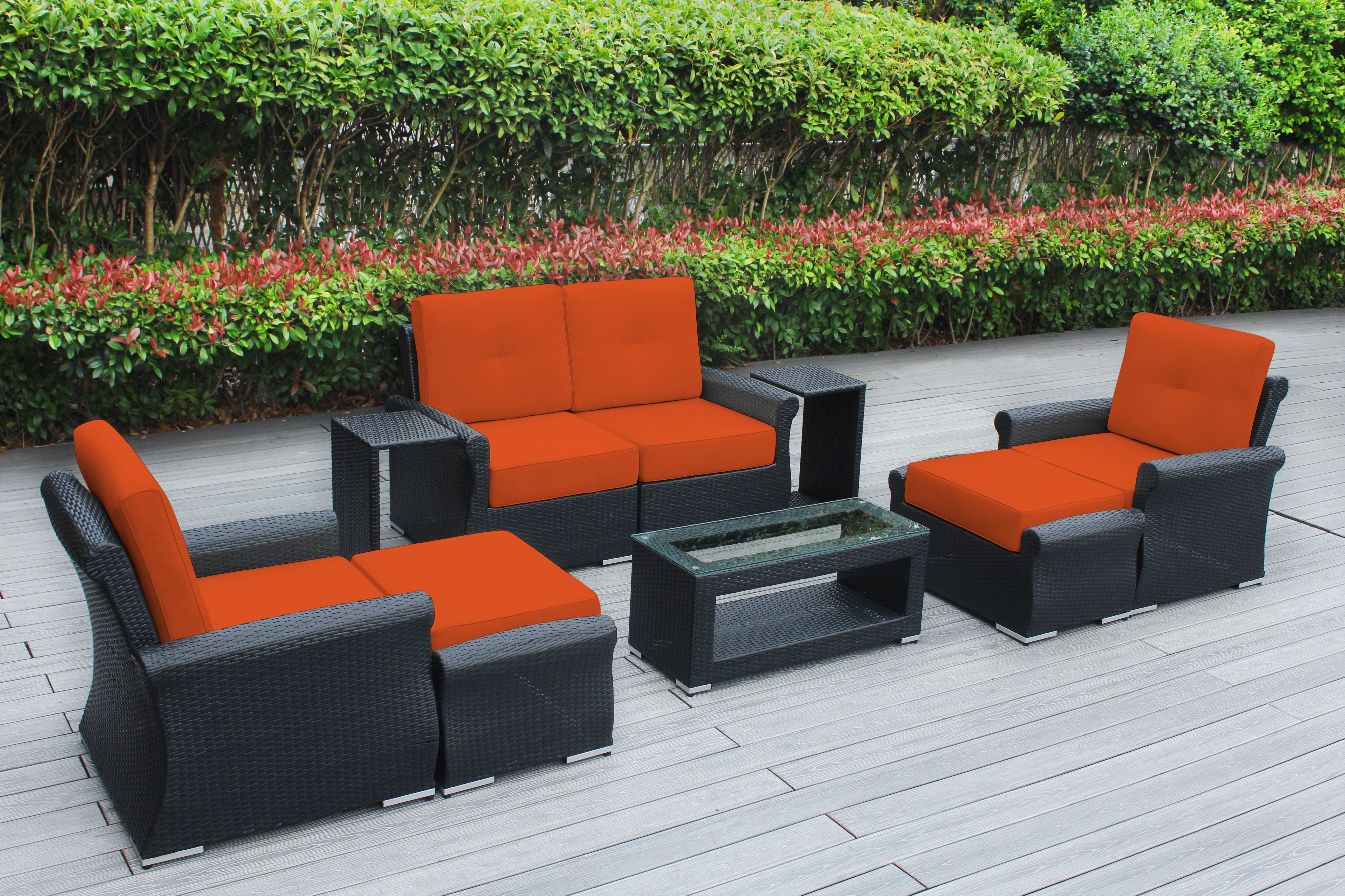 Fully Assembled Rainshield Patio Furniture - Luxury 9 Piece Oversized Sectional with 6-inch Water Protected Cushions