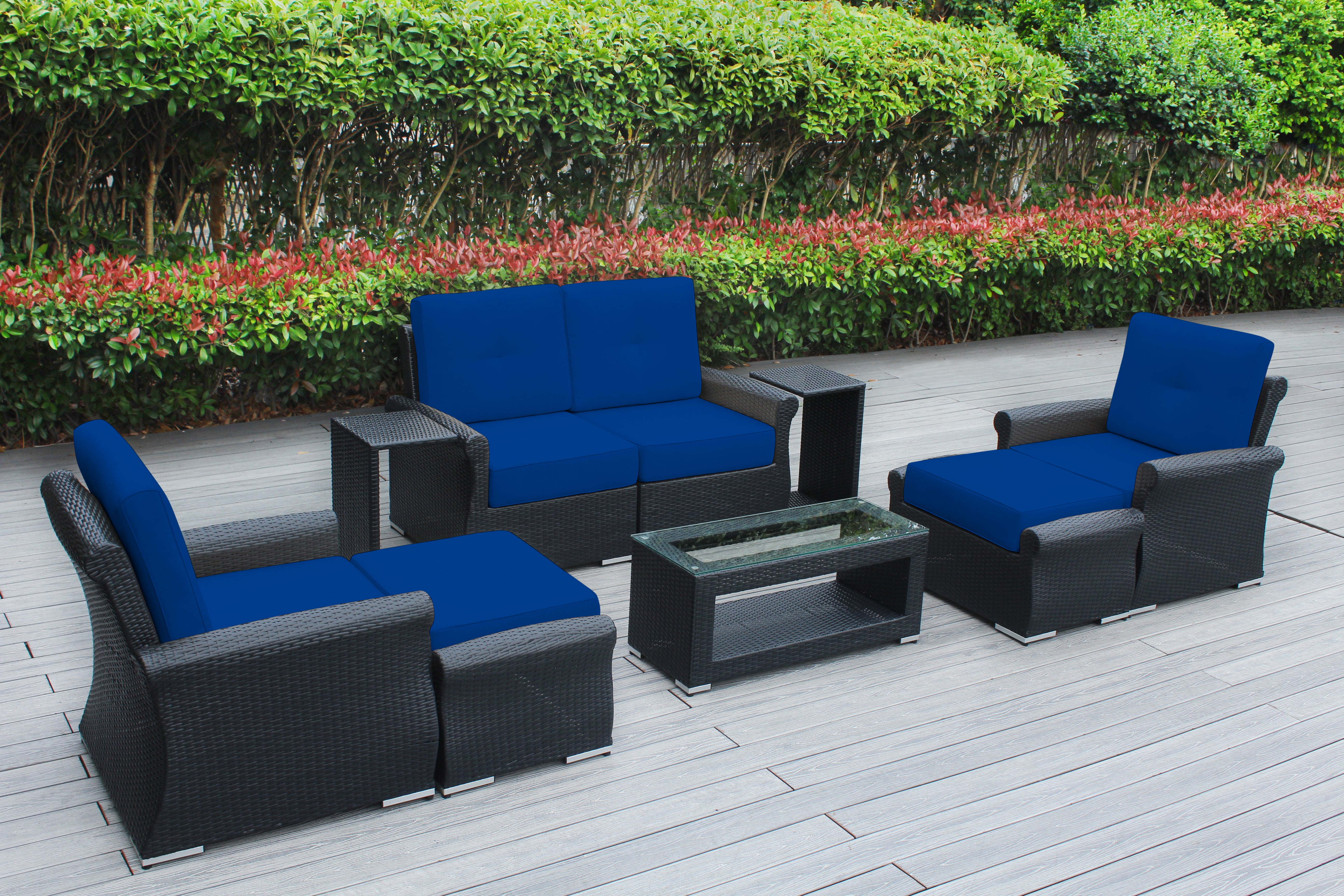 Fully Assembled Rainshield Patio Furniture - Luxury 9 Piece Oversized Sectional with 6-inch Water Protected Cushions