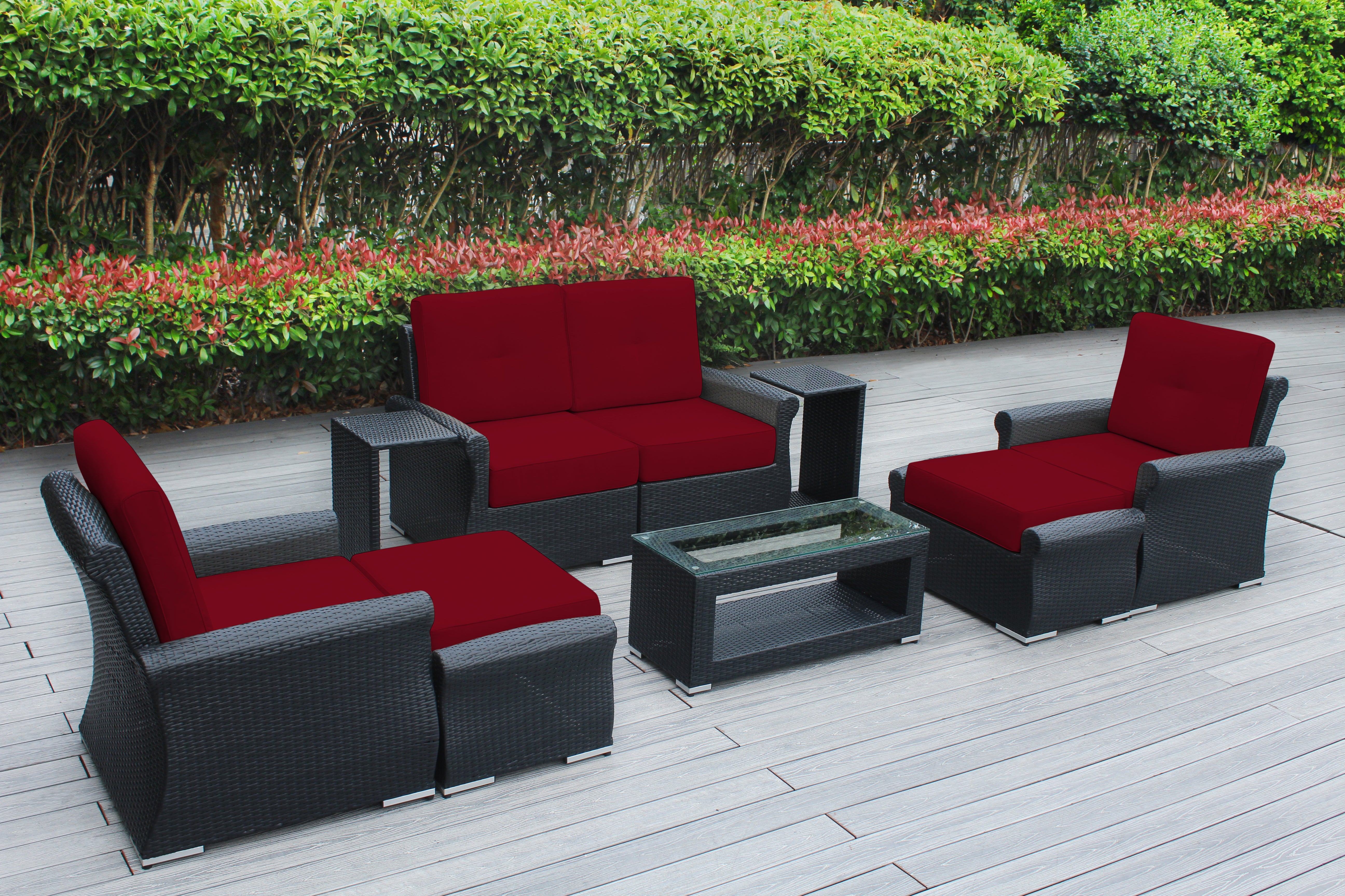 Fully Assembled Rainshield Patio Furniture - Luxury 9 Piece Oversized Sectional with 6-inch Water Protected Cushions