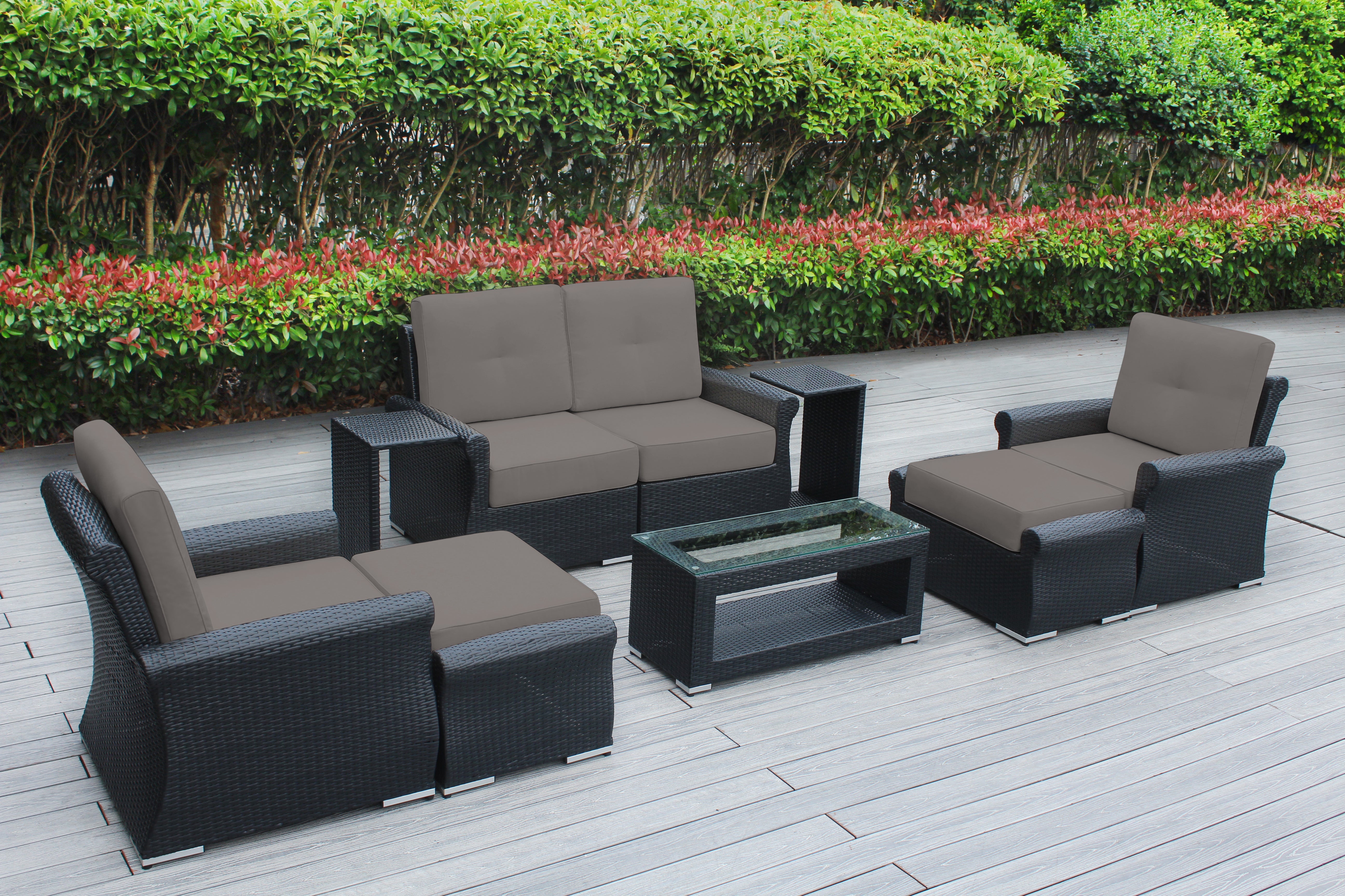 Fully Assembled Rainshield Patio Furniture - Luxury 9 Piece Oversized Sectional with 6-inch Water Protected Cushions