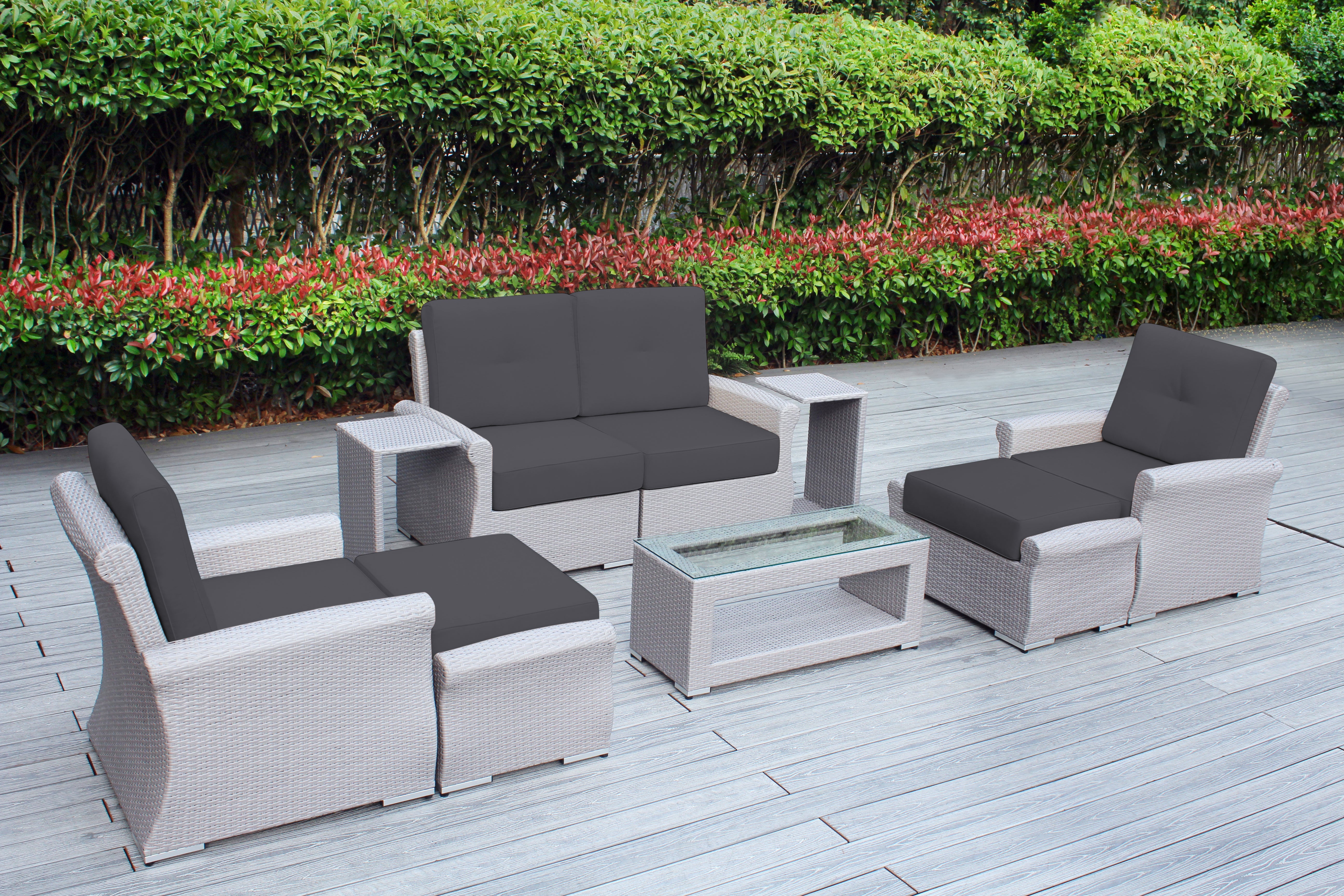 Fully Assembled Rainshield Patio Furniture - Luxury 9 Piece Oversized Sectional with 6-inch Water Protected Cushions