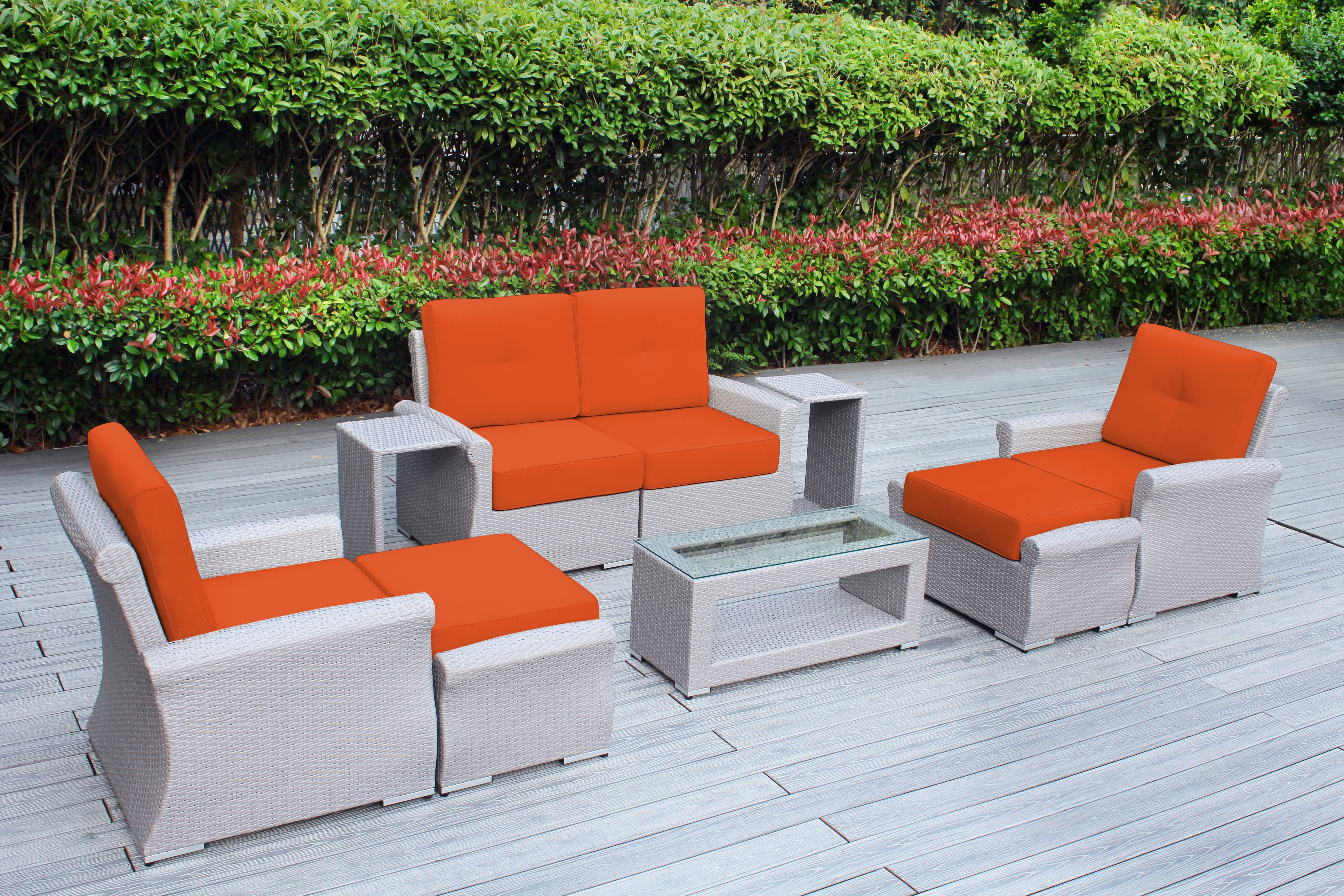 Fully Assembled Rainshield Patio Furniture - Luxury 9 Piece Oversized Sectional with 6-inch Water Protected Cushions