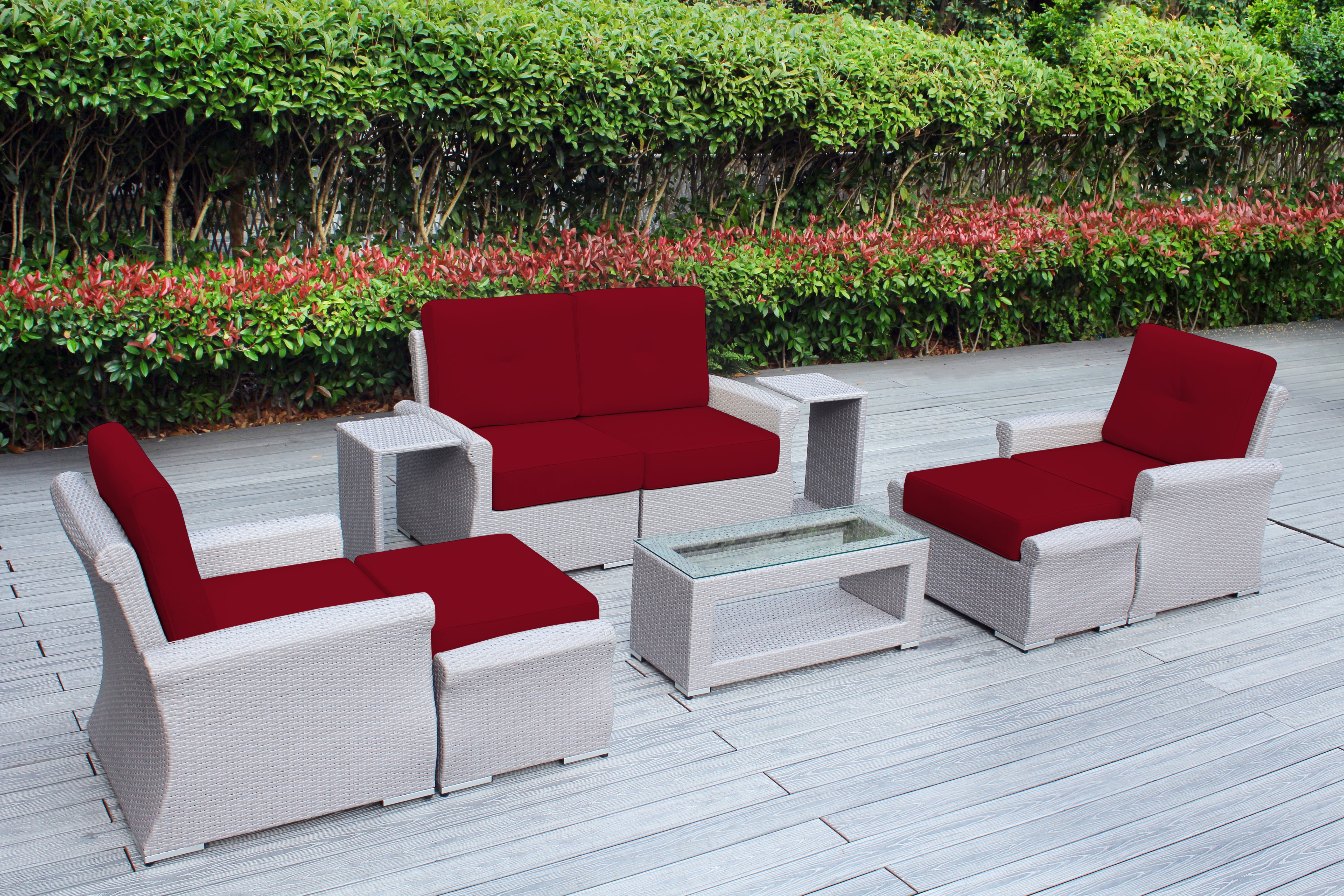 Fully Assembled Rainshield Patio Furniture - Luxury 9 Piece Oversized Sectional with 6-inch Water Protected Cushions