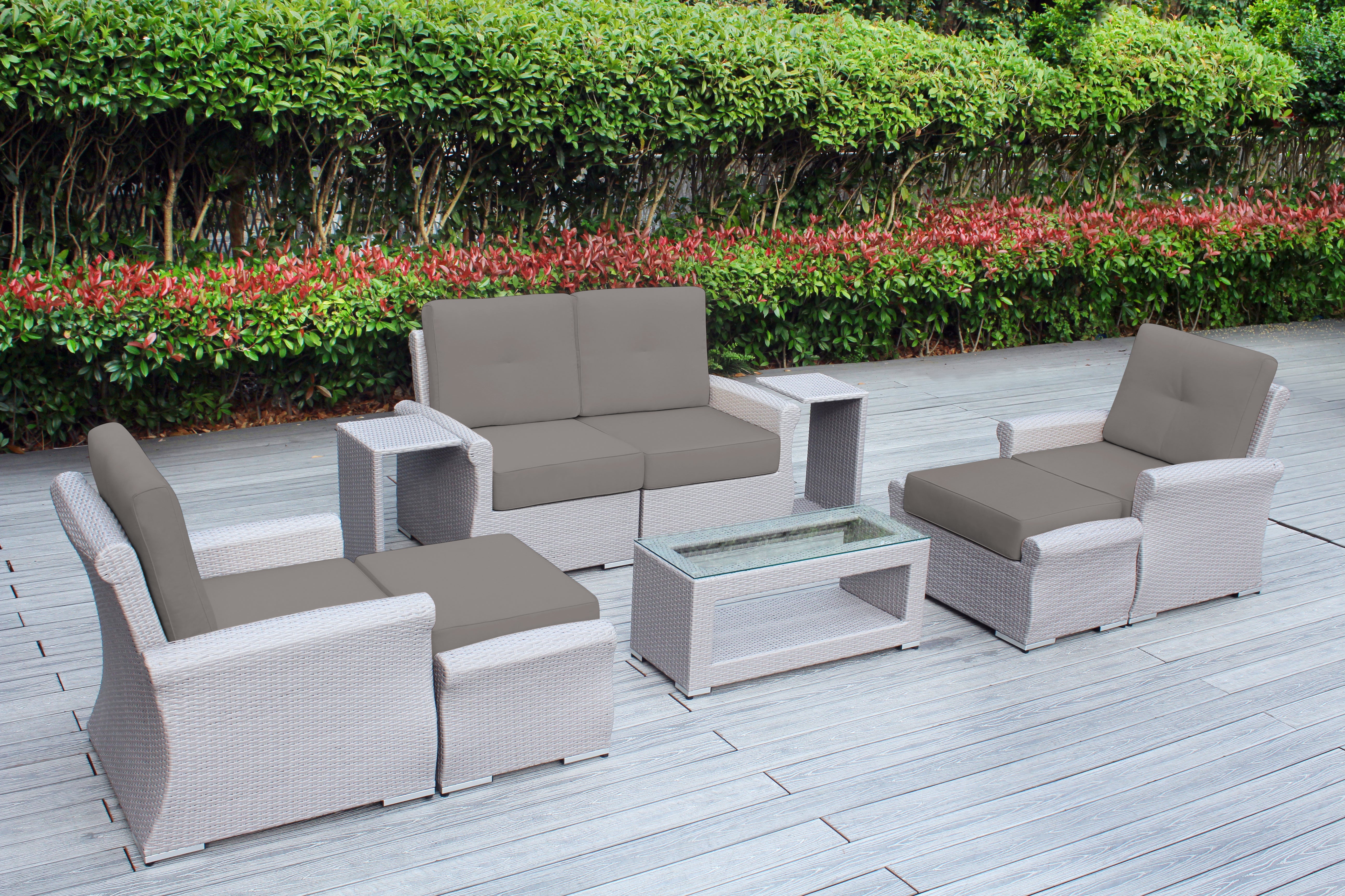 Fully Assembled Rainshield Patio Furniture - Luxury 9 Piece Oversized Sectional with 6-inch Water Protected Cushions