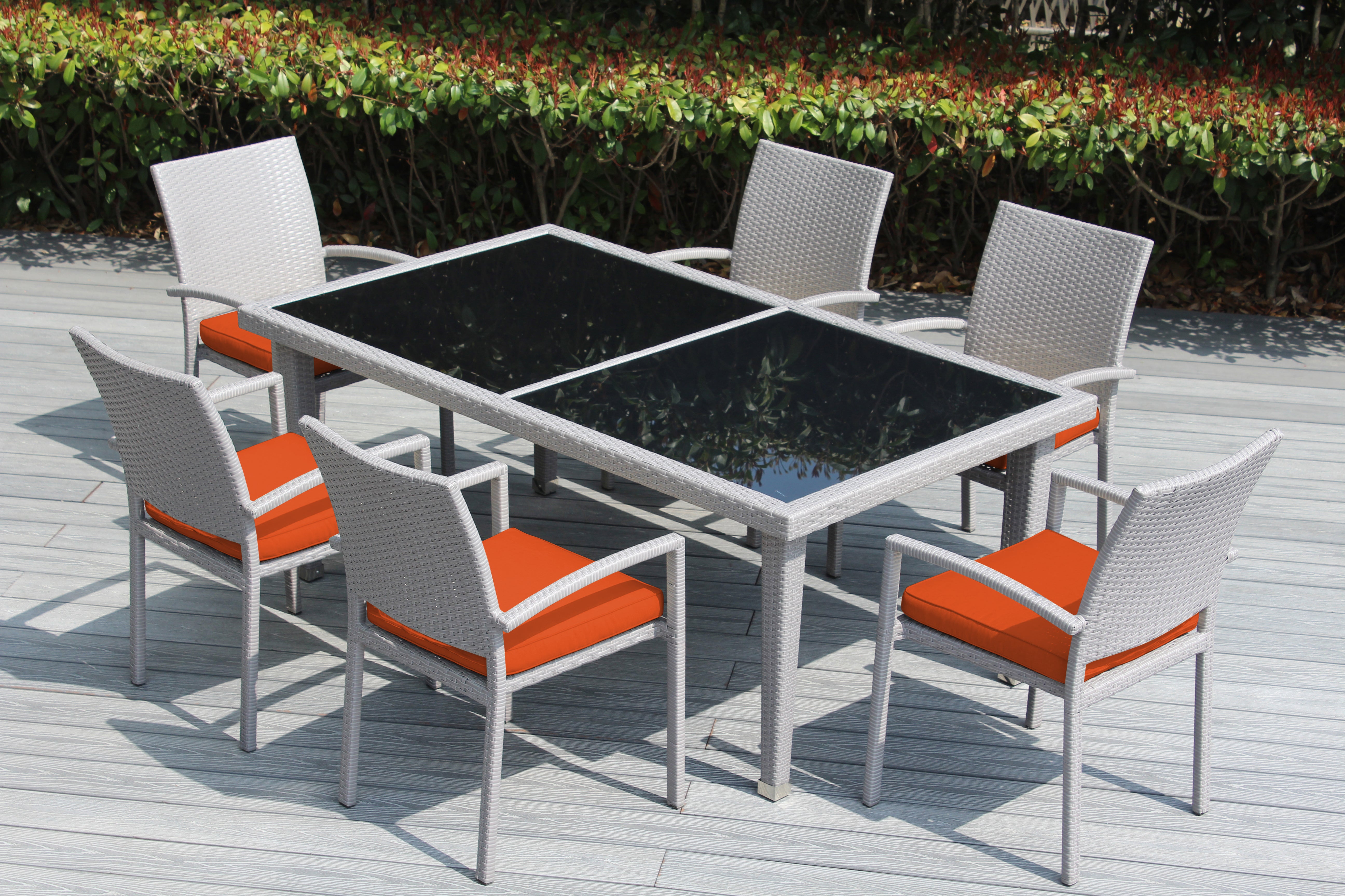 Ohana 7-Piece Outdoor Dining Set with All-Weather Wicker Table and 6 Chairs