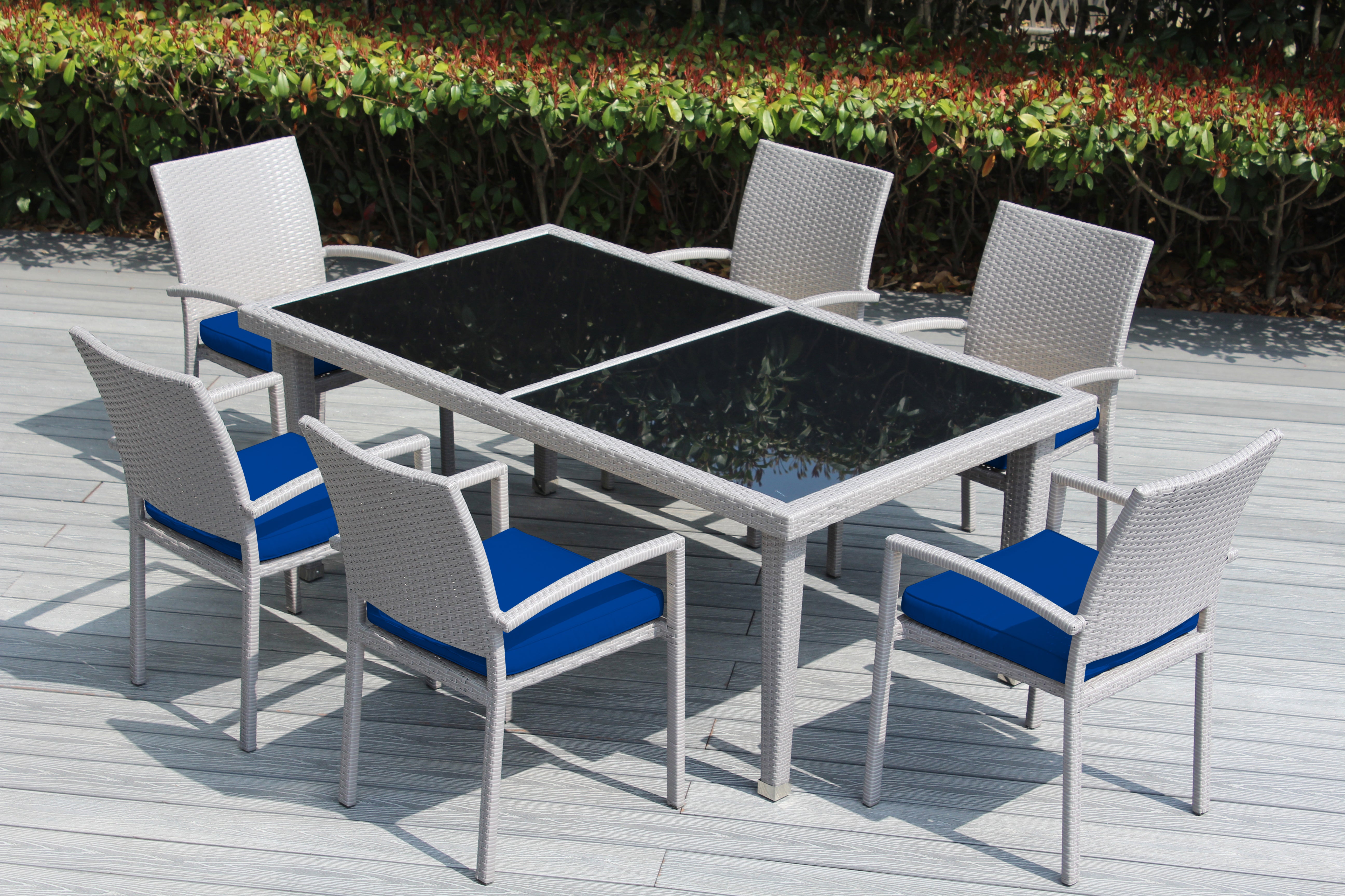 Ohana 7-Piece Outdoor Dining Set with All-Weather Wicker Table and 6 Chairs