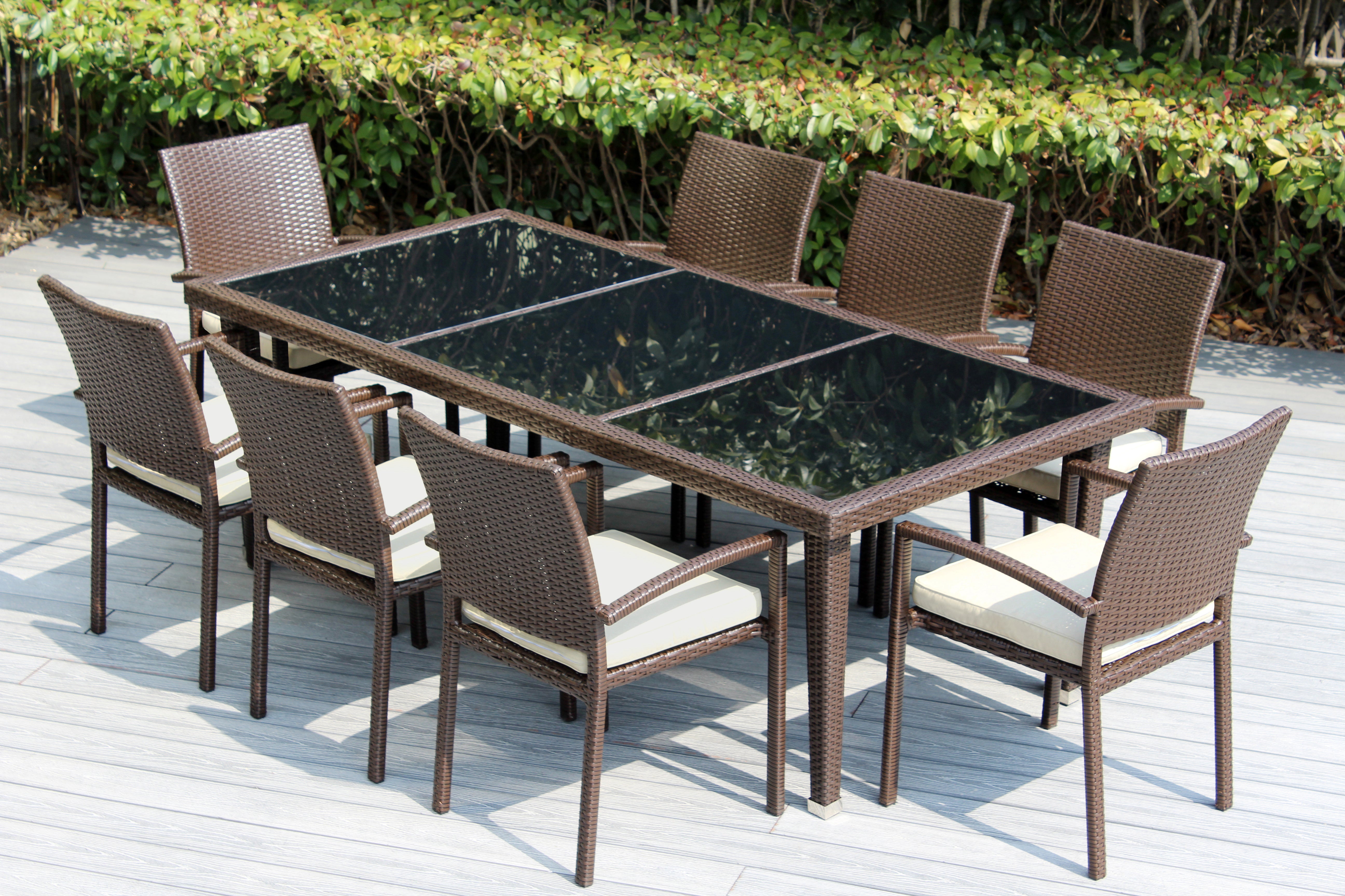 Ohana 9-Piece Outdoor Dining Set with All-Weather Wicker Table and 8 Chairs