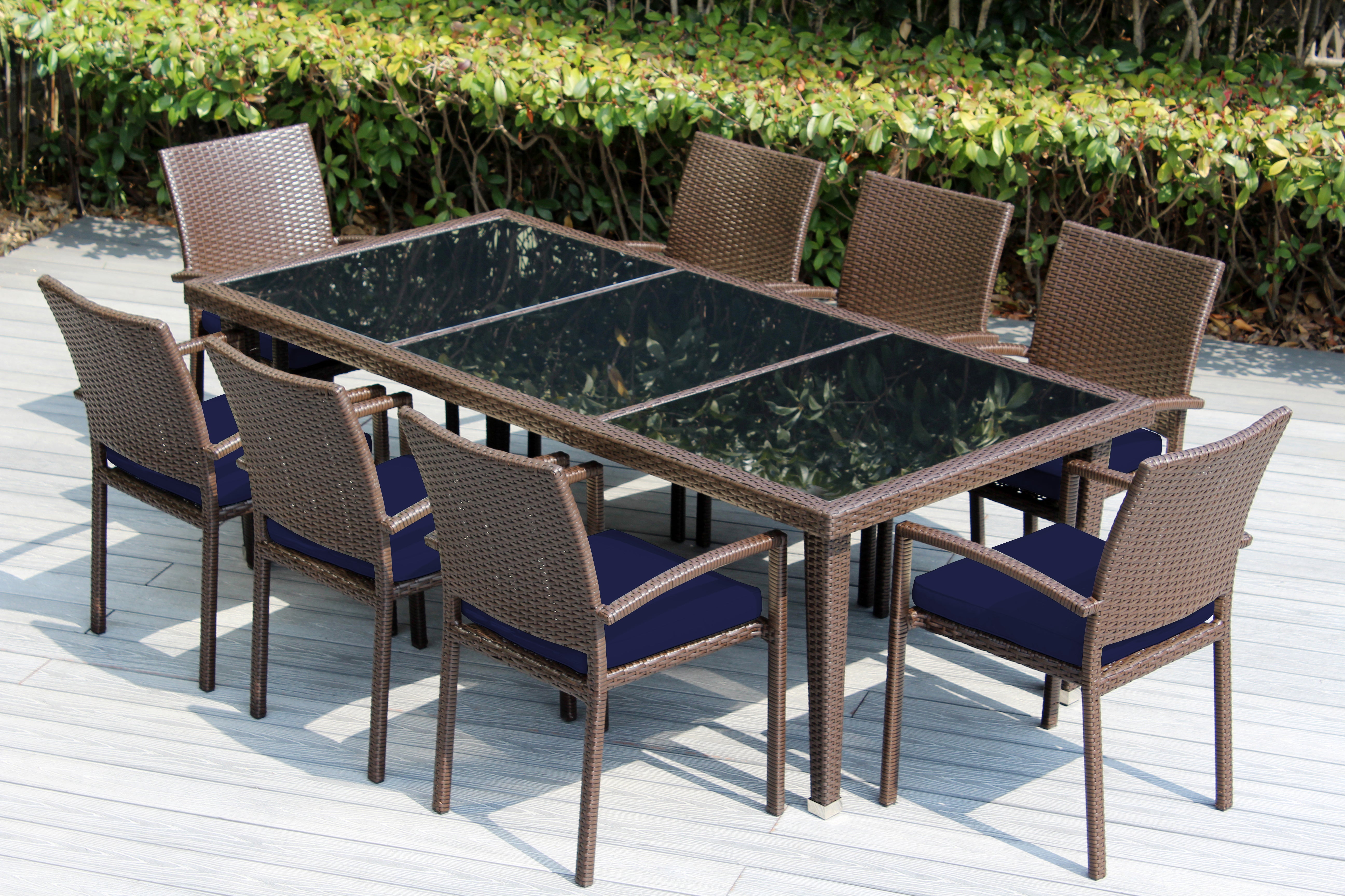 Ohana 9-Piece Outdoor Dining Set with All-Weather Wicker Table and 8 Chairs