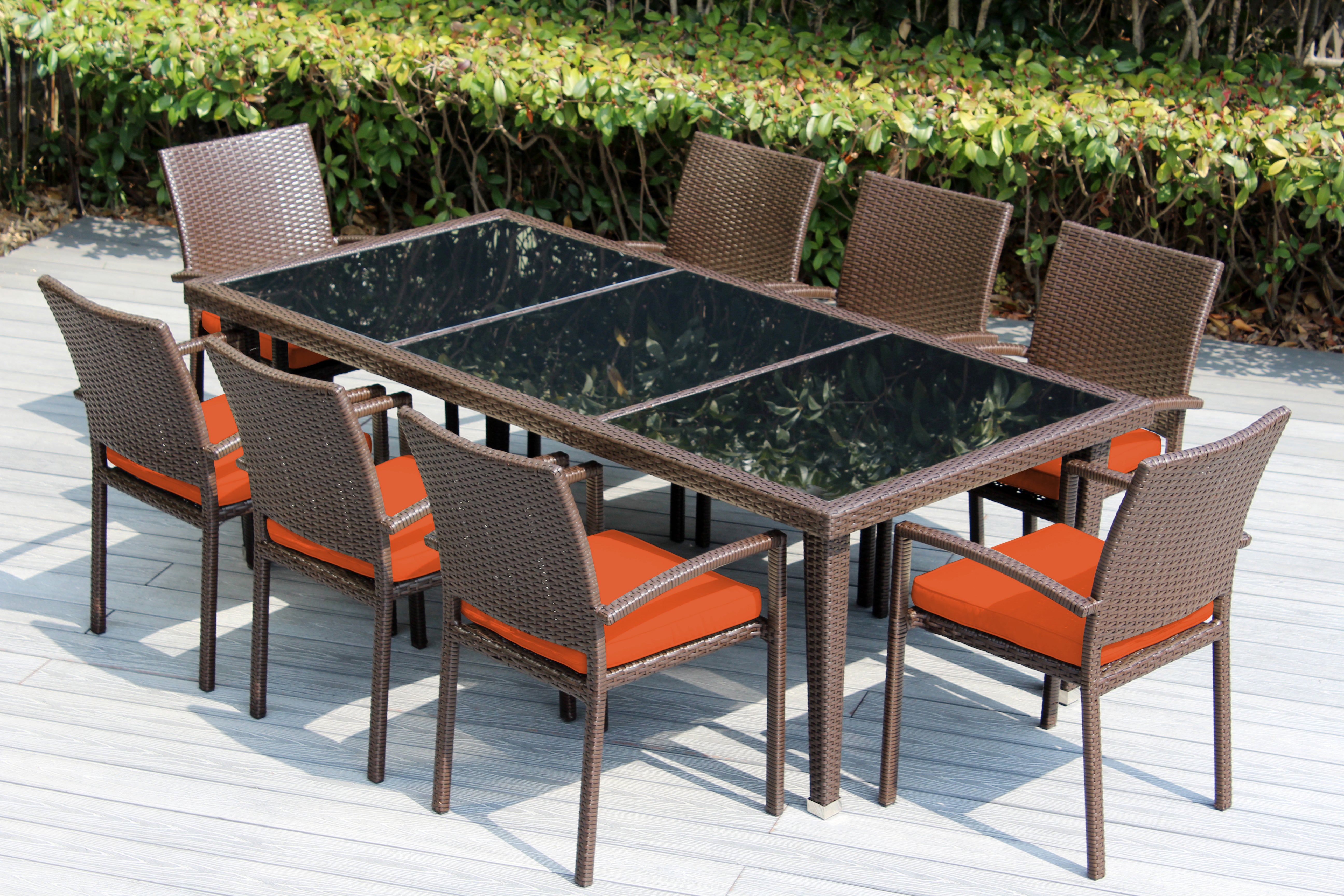 Ohana 9-Piece Outdoor Dining Set with All-Weather Wicker Table and 8 Chairs