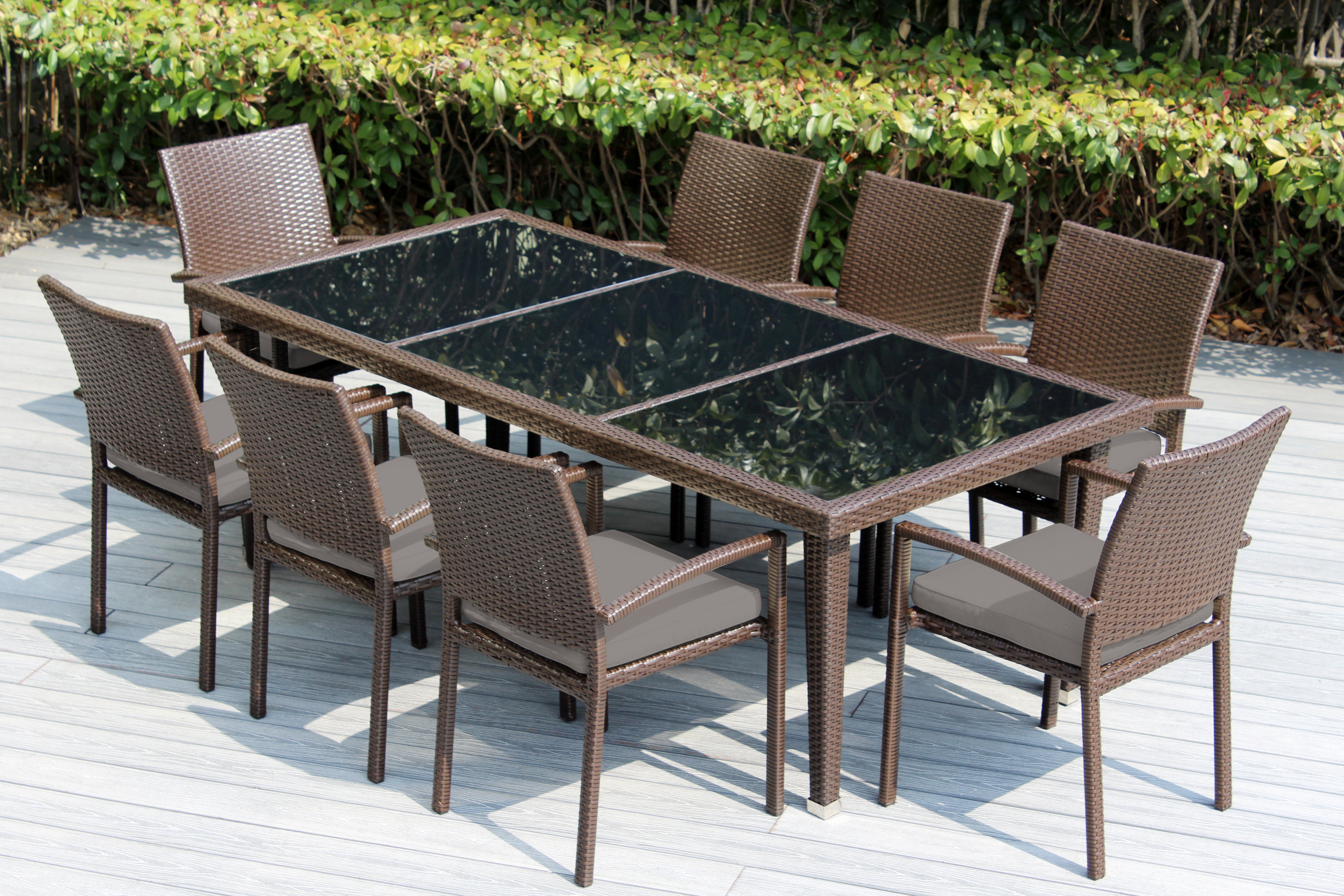 Ohana 9-Piece Outdoor Dining Set with All-Weather Wicker Table and 8 Chairs
