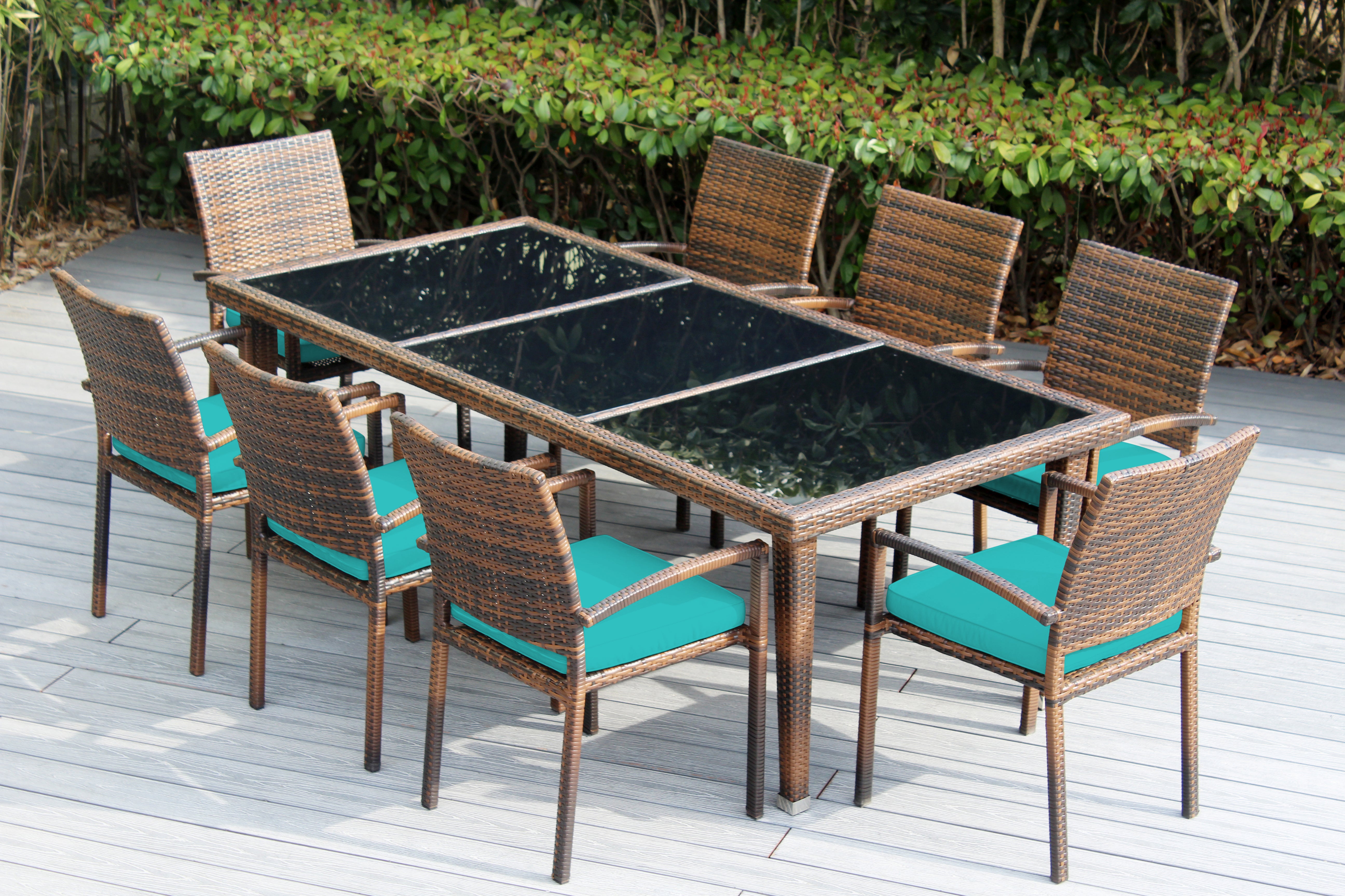 Ohana 9-Piece Outdoor Dining Set with All-Weather Wicker Table and 8 Chairs