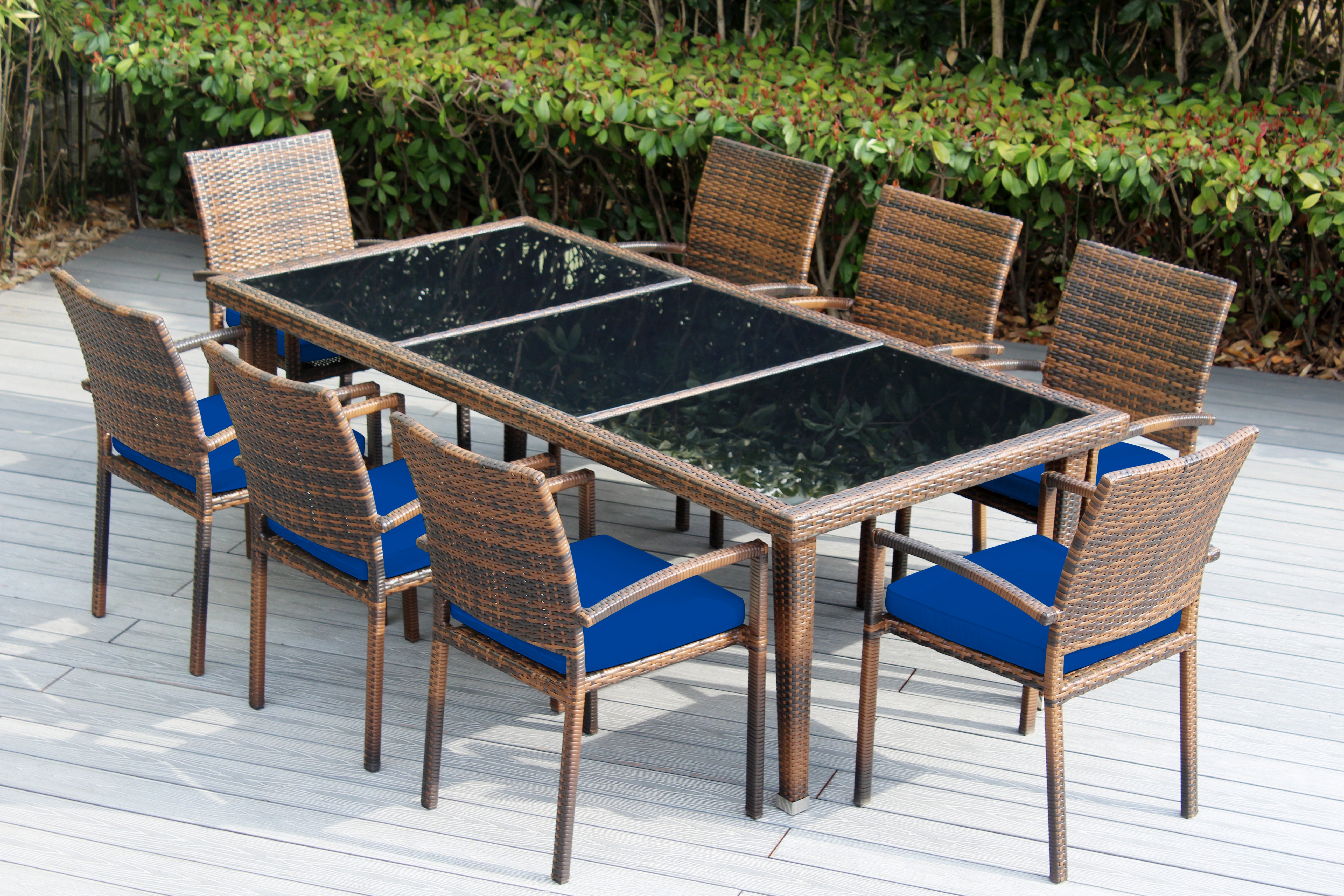 Ohana 9-Piece Outdoor Dining Set with All-Weather Wicker Table and 8 Chairs
