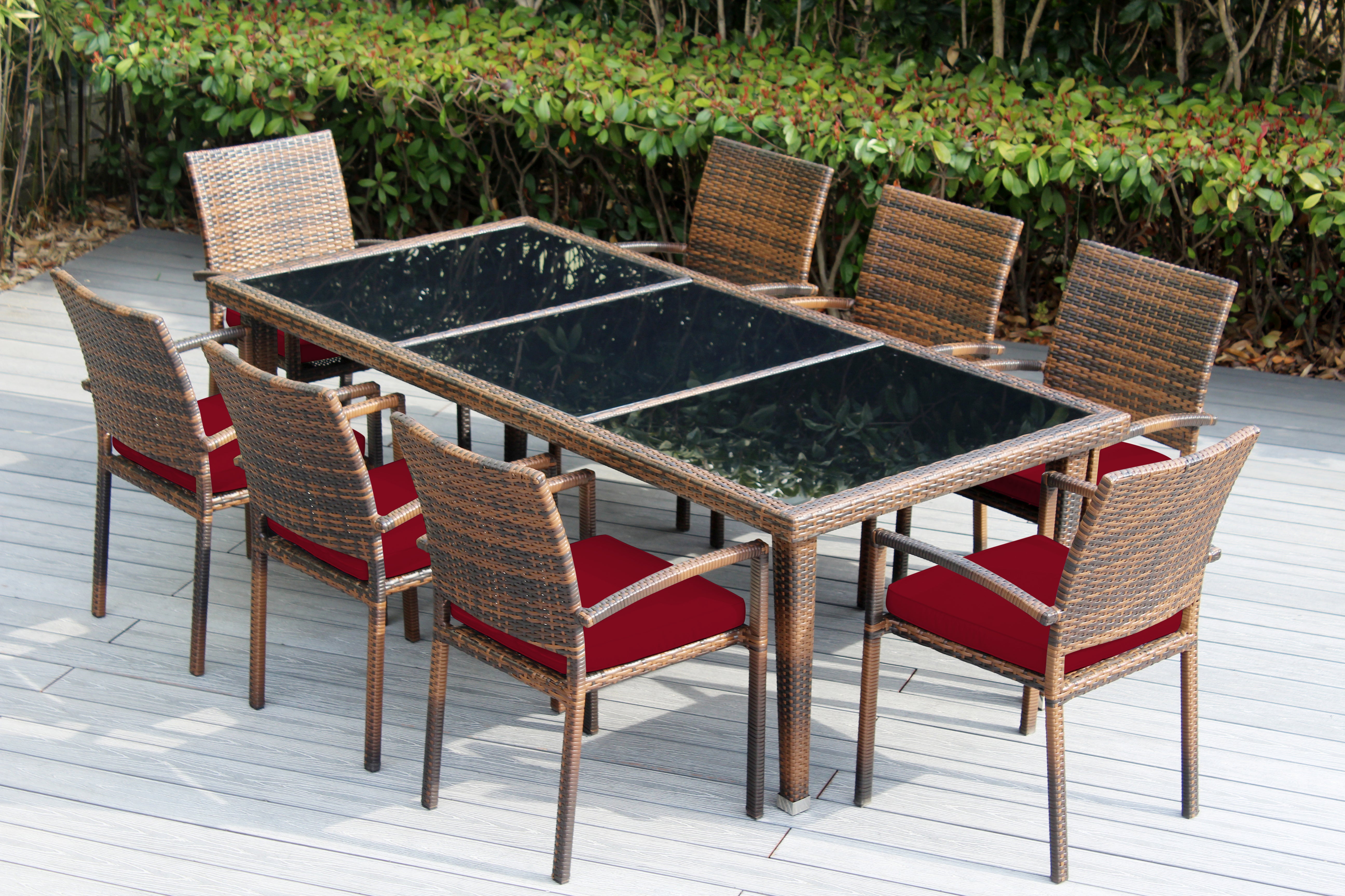 Ohana 9-Piece Outdoor Dining Set with All-Weather Wicker Table and 8 Chairs