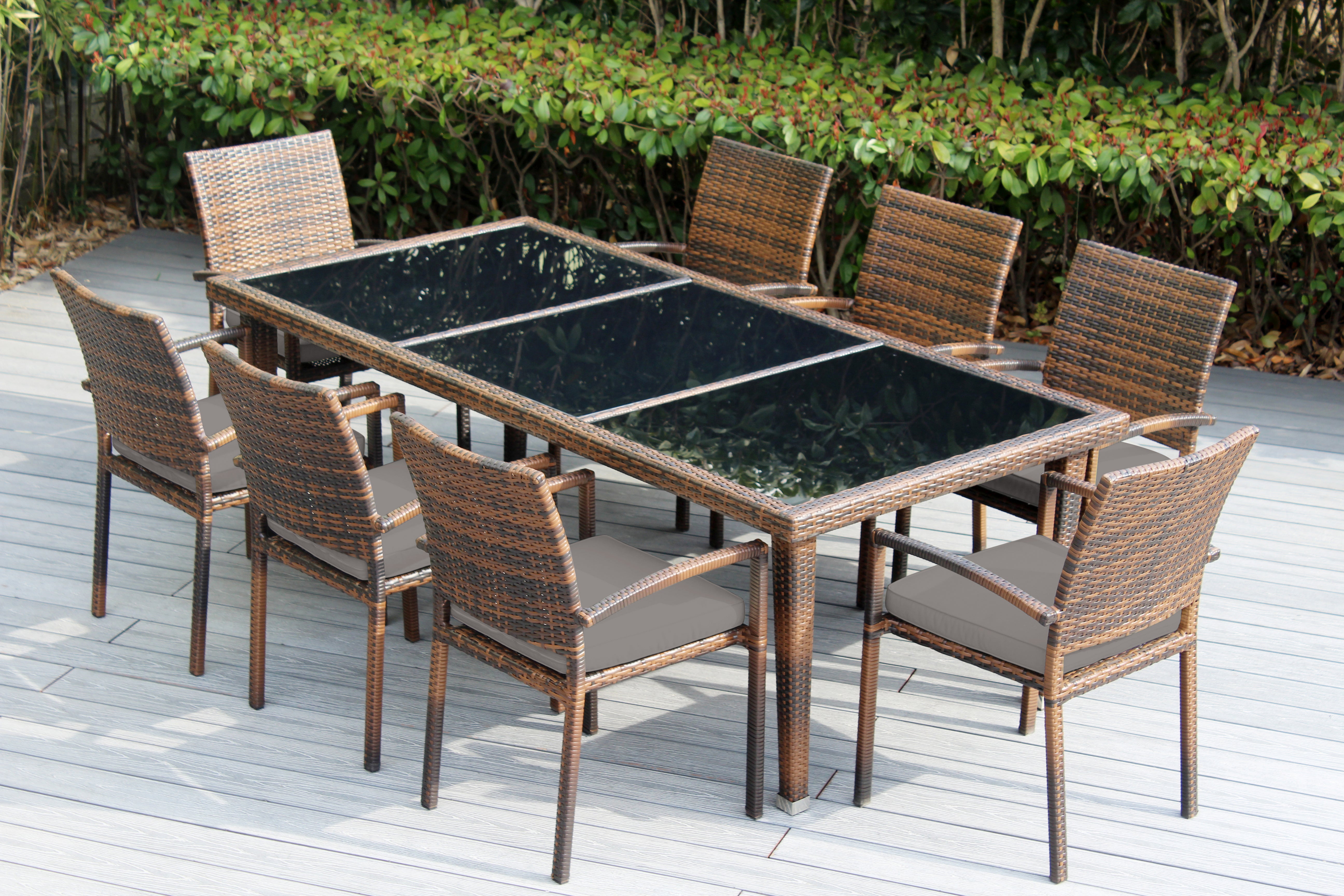 Ohana 9-Piece Outdoor Dining Set with All-Weather Wicker Table and 8 Chairs