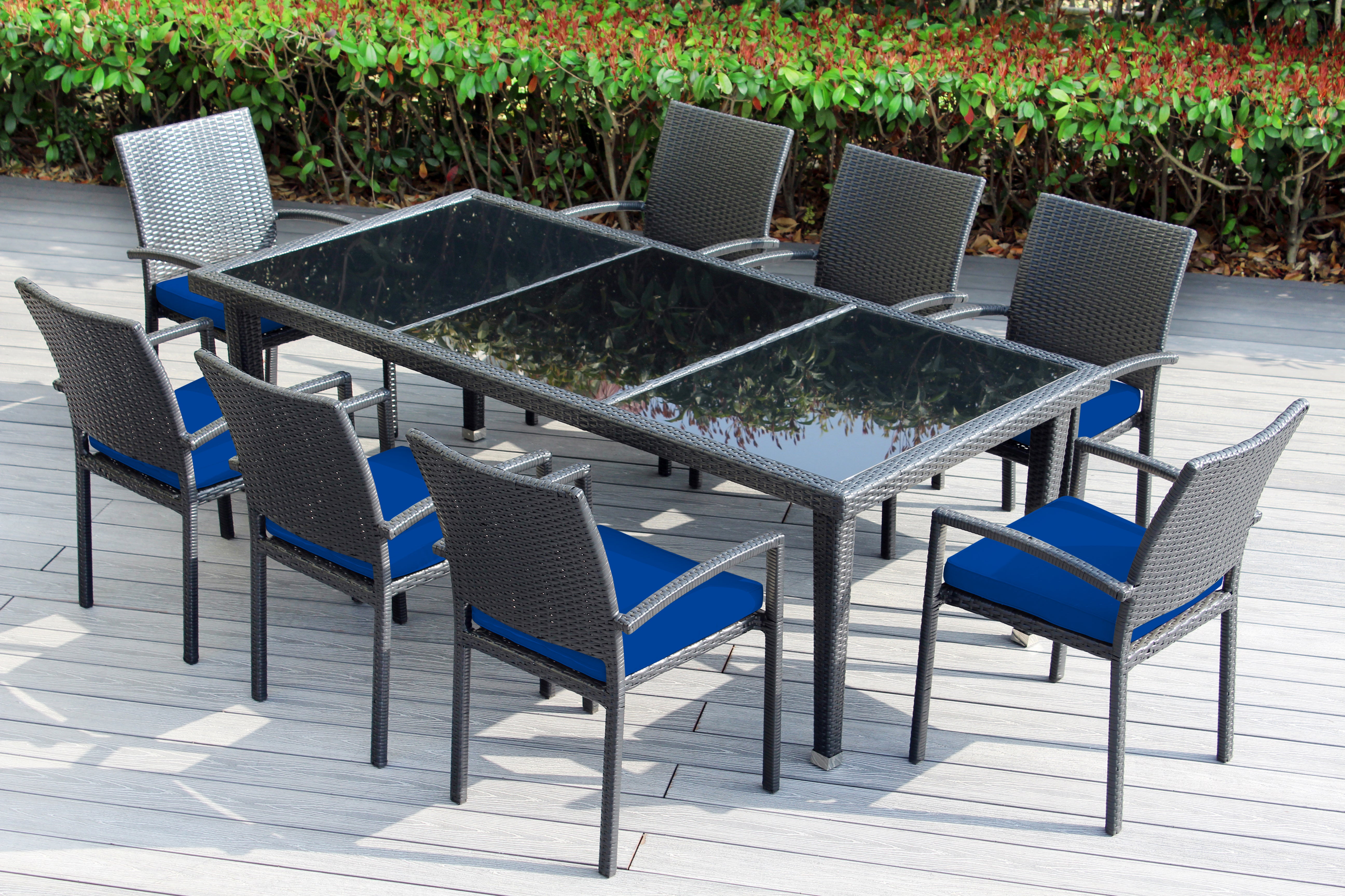 Ohana 9-Piece Outdoor Dining Set with All-Weather Wicker Table and 8 Chairs