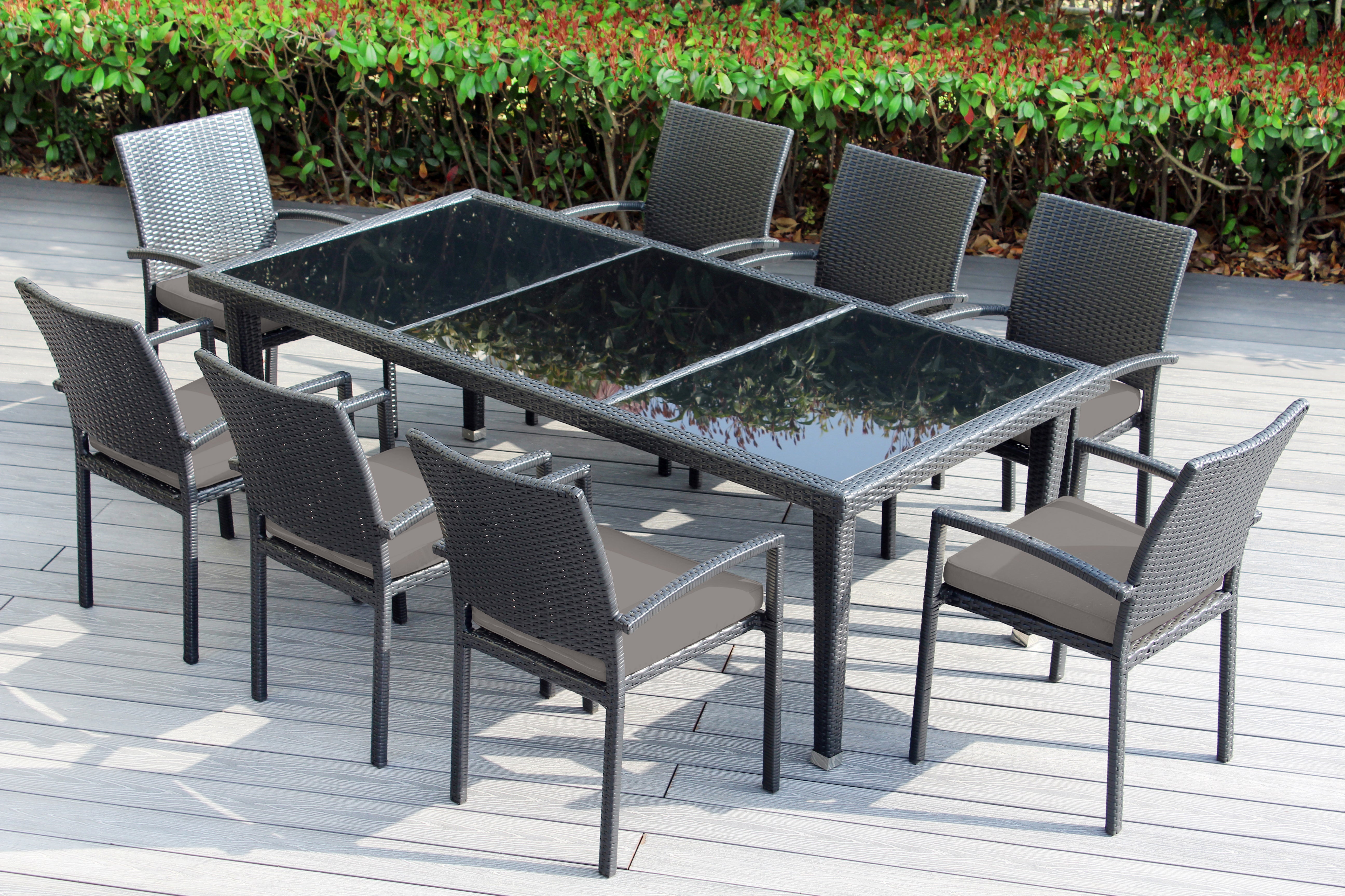 Ohana 9-Piece Outdoor Dining Set with All-Weather Wicker Table and 8 Chairs