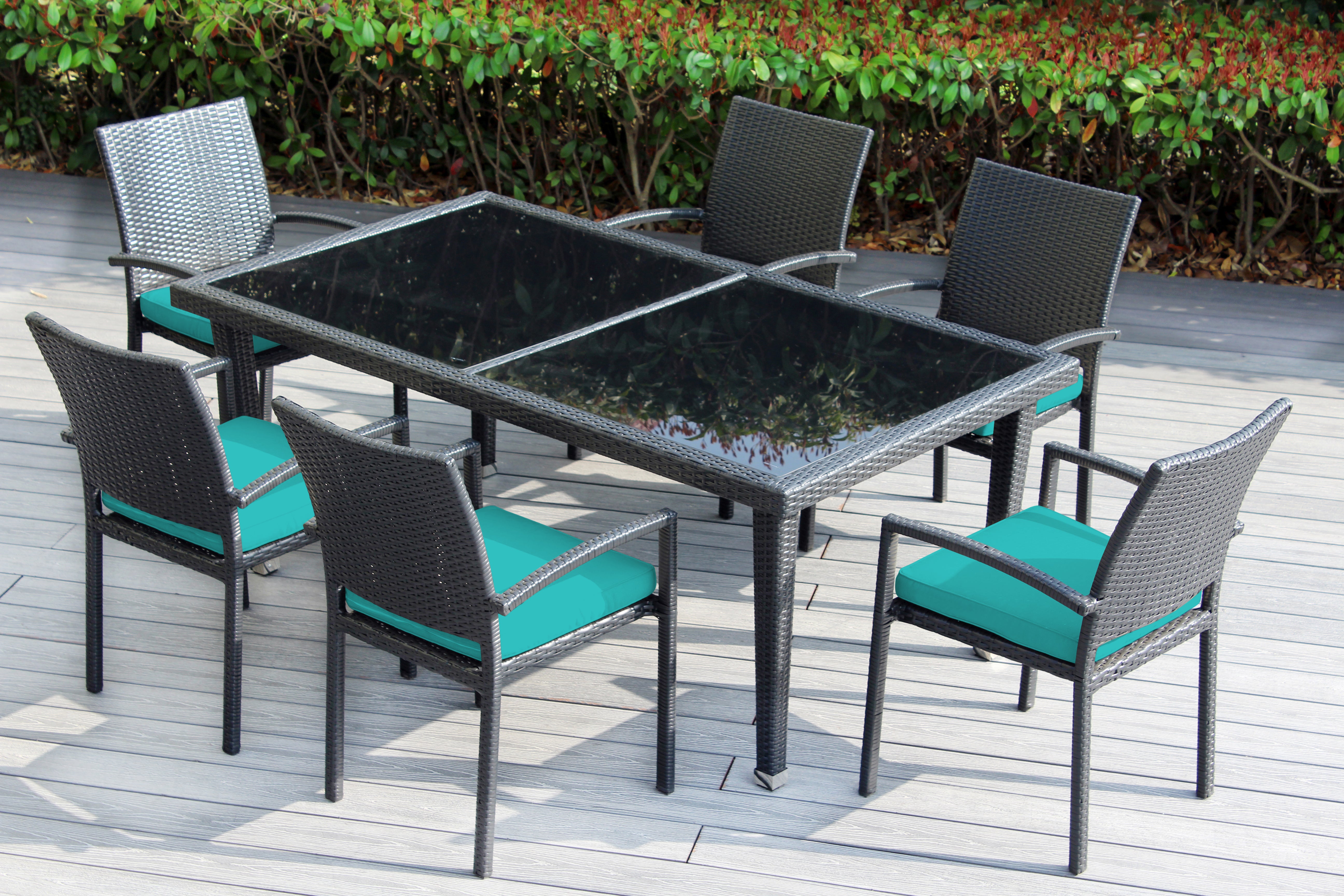 Ohana 7-Piece Outdoor Dining Set with All-Weather Wicker Table and 6 Chairs