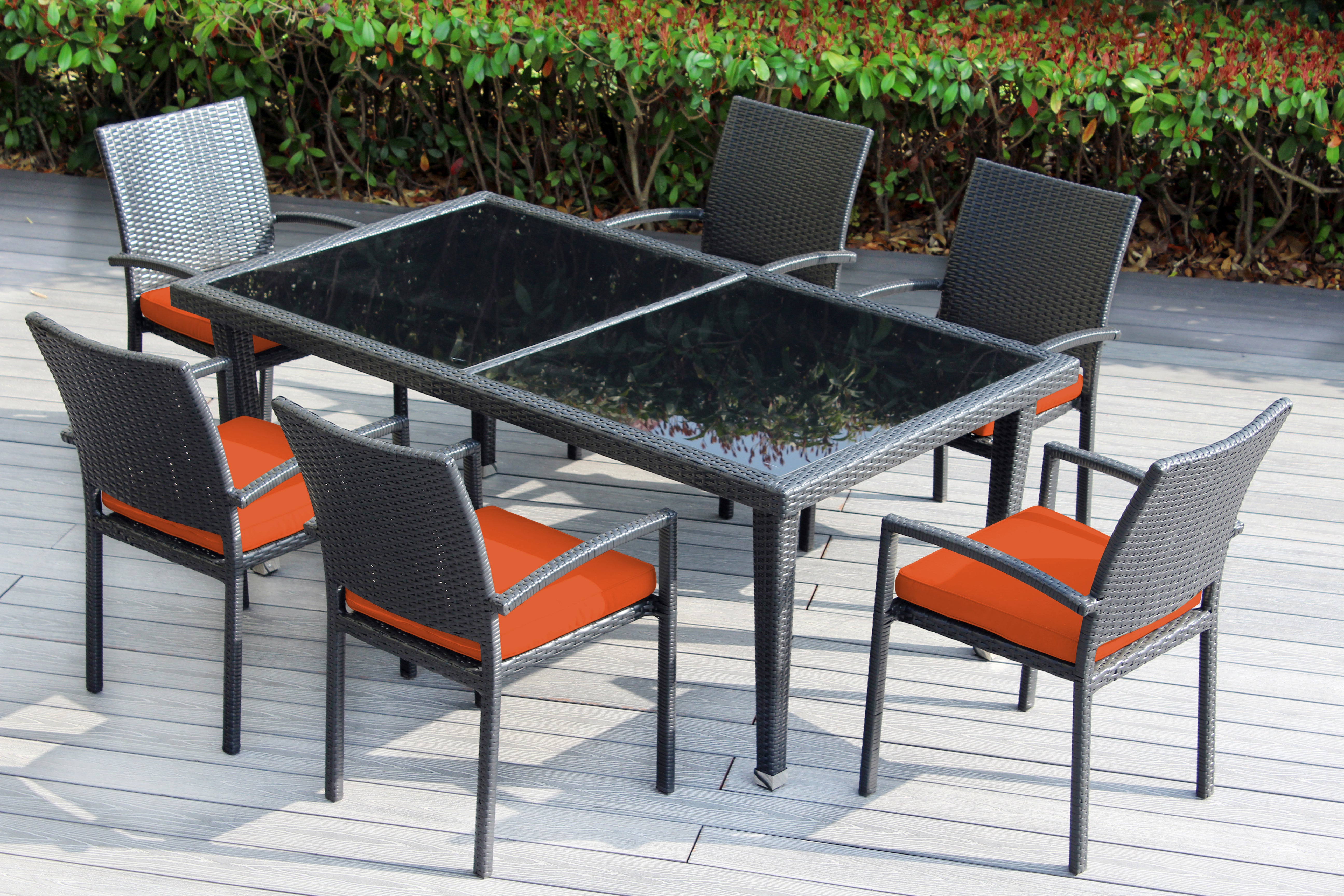 Ohana 7-Piece Outdoor Dining Set with All-Weather Wicker Table and 6 Chairs