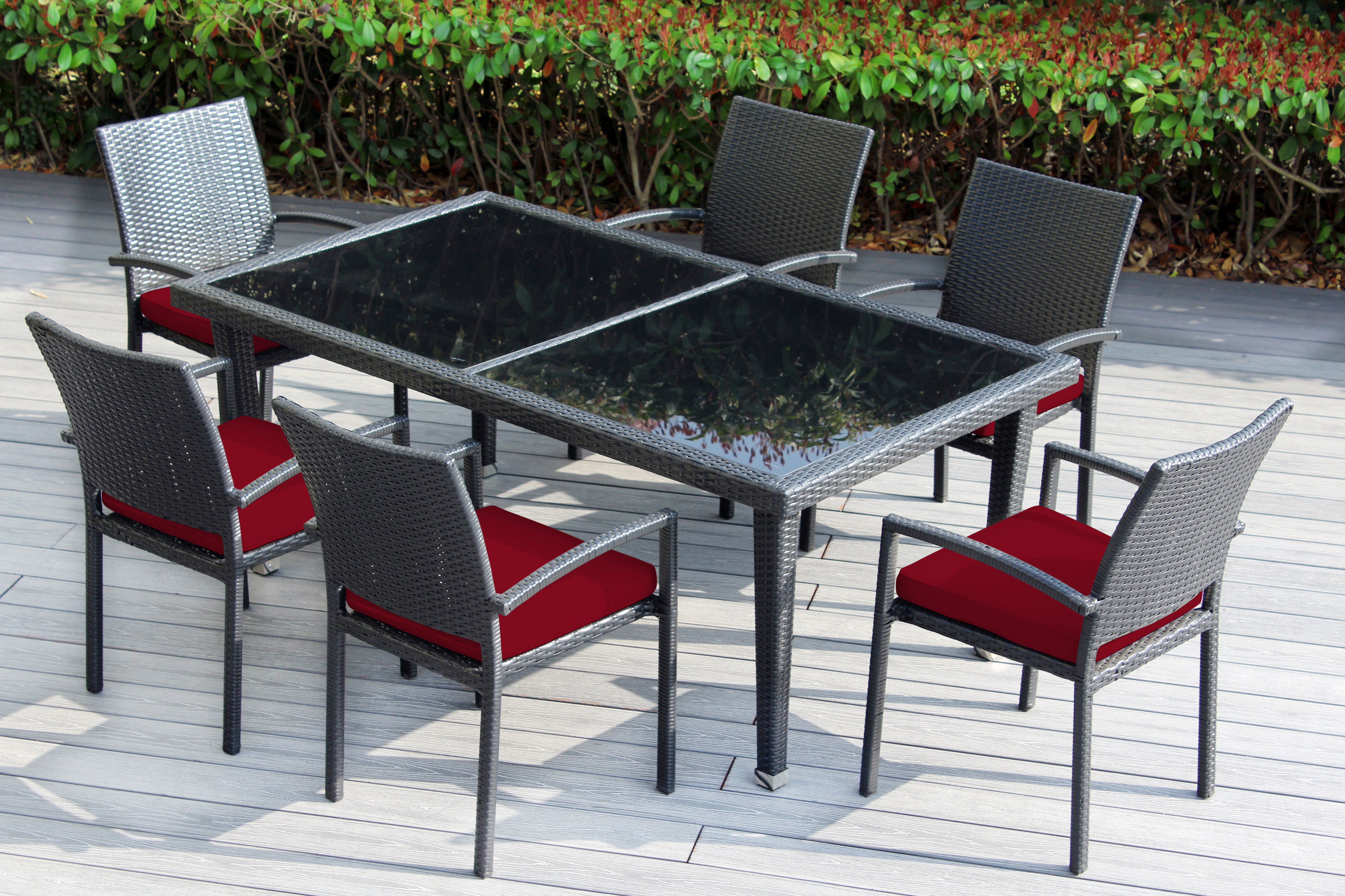 Ohana 7-Piece Outdoor Dining Set with All-Weather Wicker Table and 6 Chairs