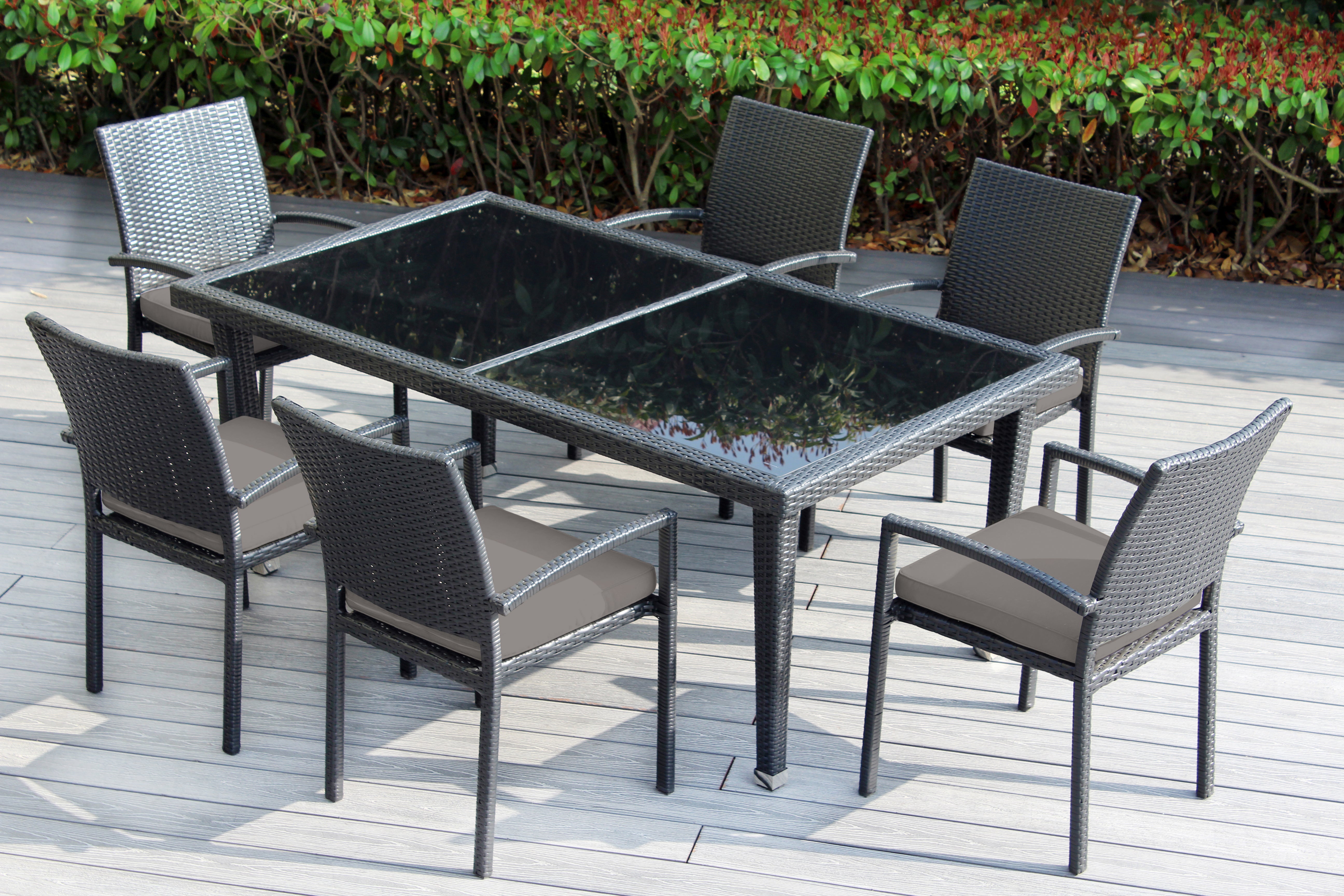 Ohana 7-Piece Outdoor Dining Set with All-Weather Wicker Table and 6 Chairs