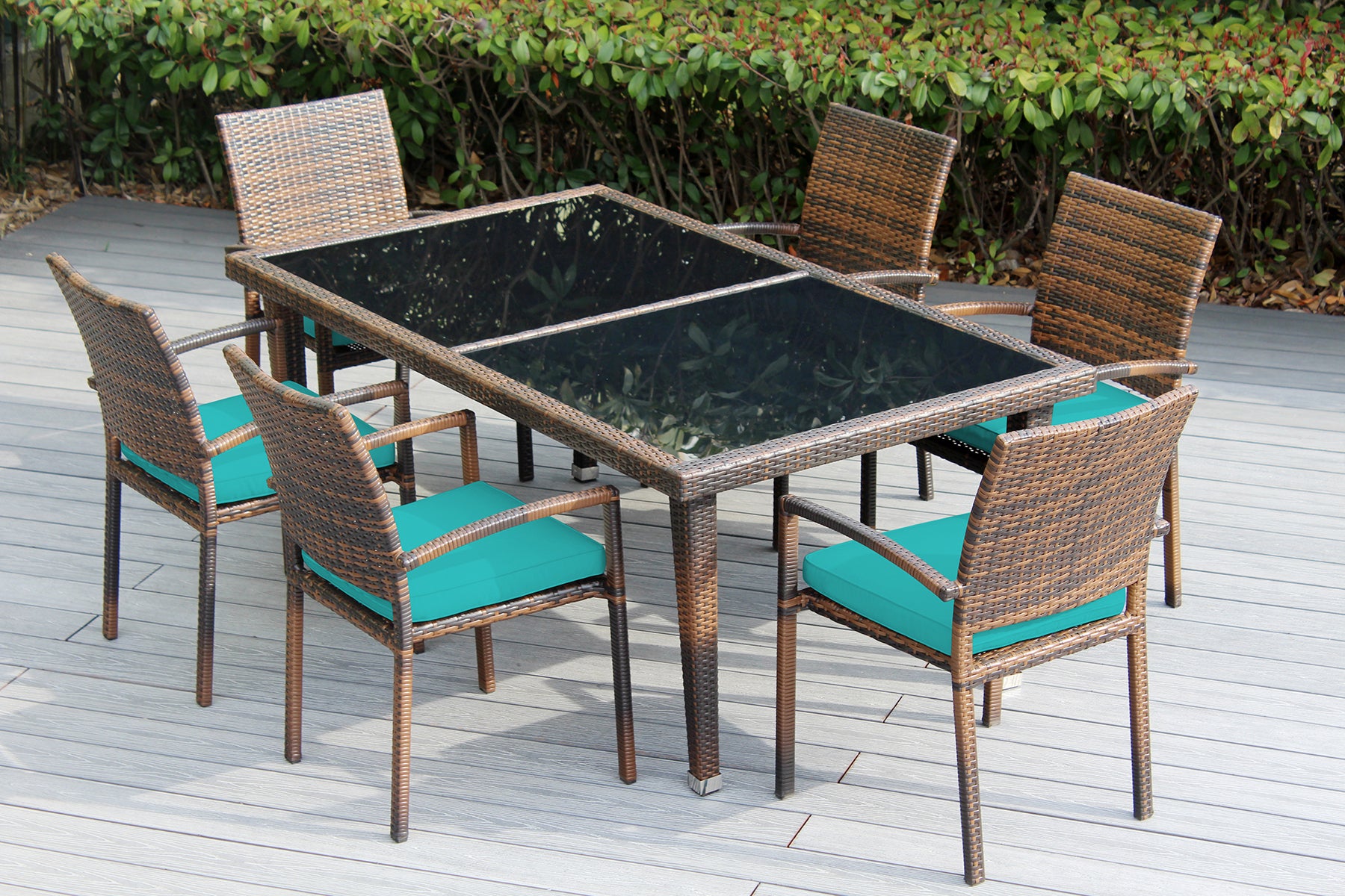 Ohana 7-Piece Outdoor Dining Set with All-Weather Wicker Table and 6 Chairs