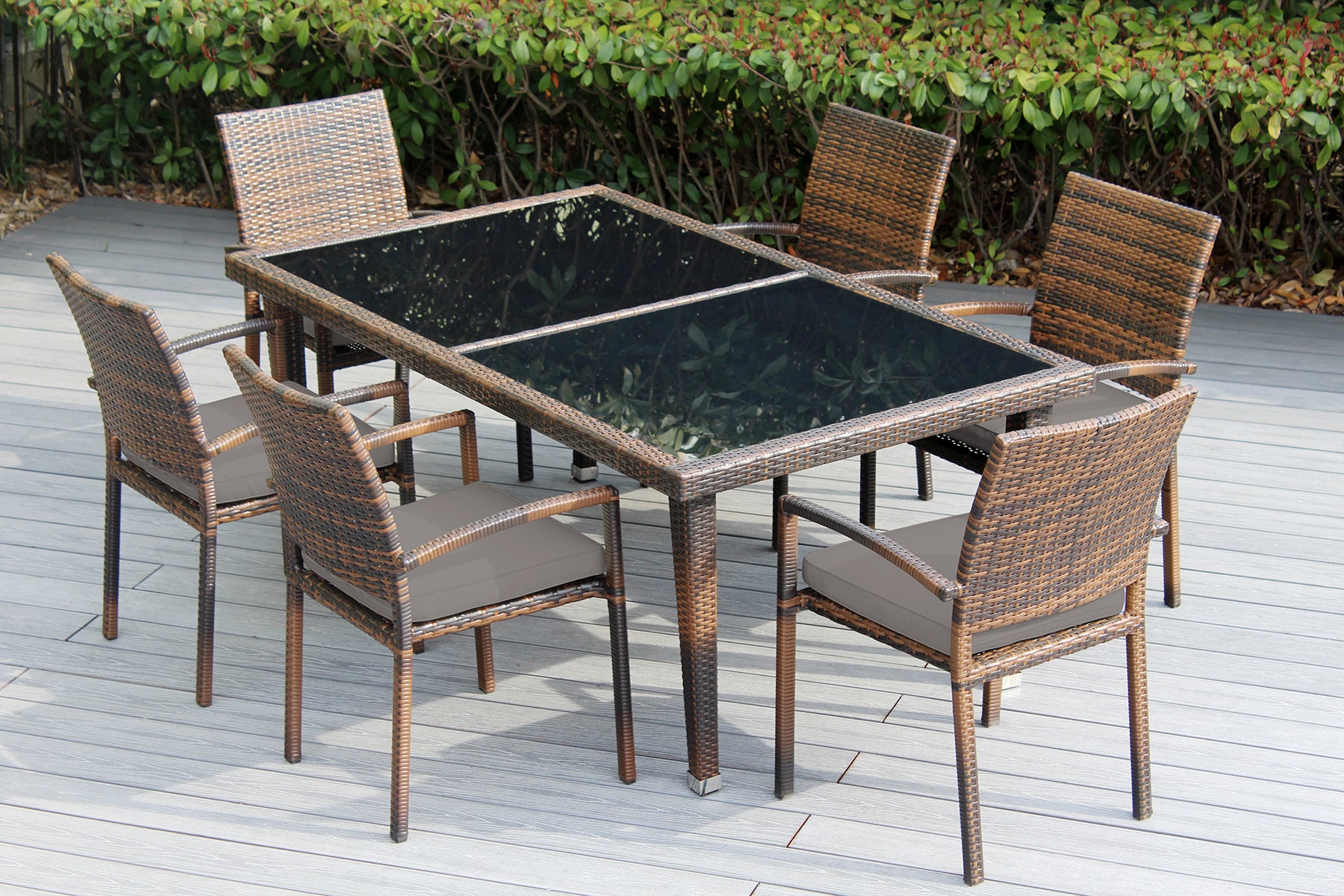 Ohana 7-Piece Outdoor Dining Set with All-Weather Wicker Table and 6 Chairs