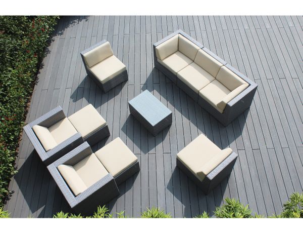 Fully Assembled Rainshield Patio Furniture - Ohana 10 Piece Sectional with Club Chairs and 6-inch Water Protection Cushions
