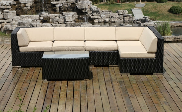 Fully Assembled Rainshield Patio Furniture - Ohana 6 Piece Outdoor Sectional with 6-inch Water Protected Cushions