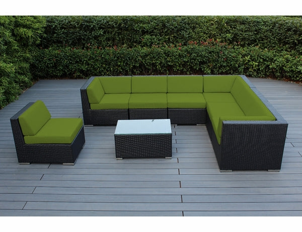 Fully Assembled Rainshield Patio Furniture - Ohana 8 Piece L Shape Sectional with 6-inch Water Protected Cushions