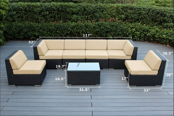 Fully Assembled Rainshield Patio Furniture - Ohana 7 Piece Sectional with 6-inch Water Protected Cushions