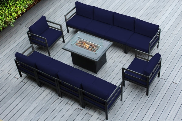 Fully Assembled RainShield Patio Furniture - 11 Piece Aluminum Outdoor Sectional with Water Protected Cushions