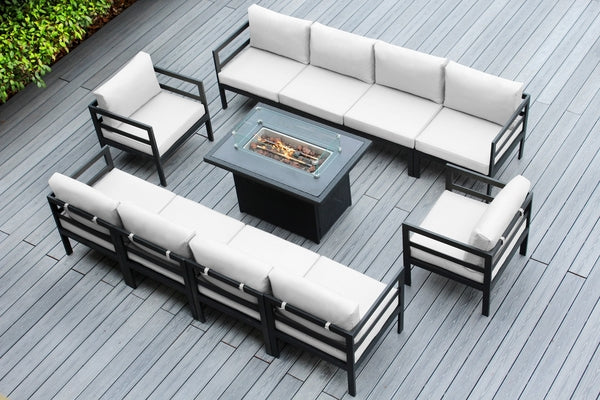 Fully Assembled RainShield Patio Furniture - 11 Piece Aluminum Outdoor Sectional with Water Protected Cushions
