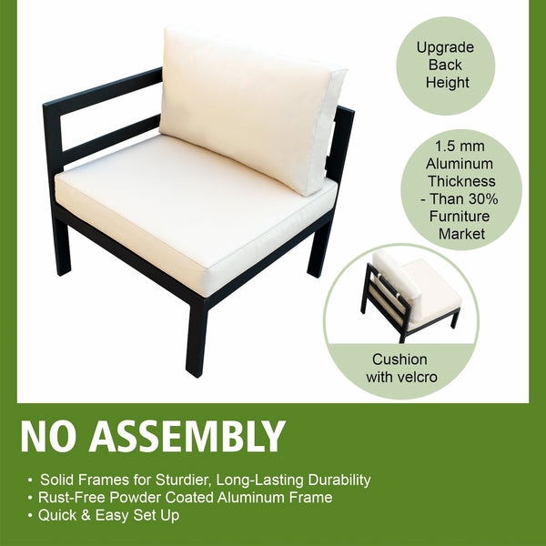 Fully Assembled RainShield Patio Furniture - 11 Piece Aluminum Outdoor Sectional with Water Protected Cushions