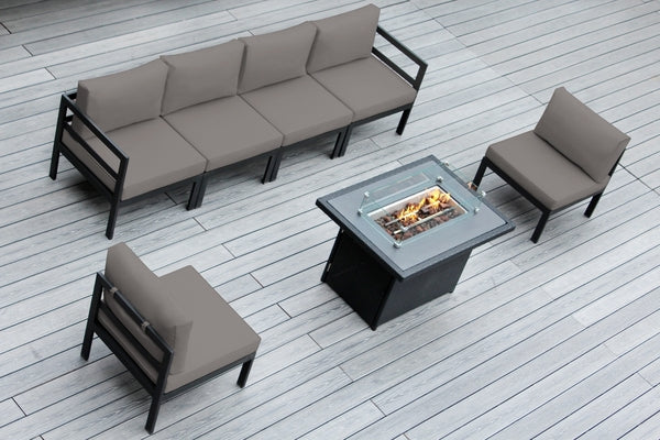 Fully Assembled RainShield Patio Furniture - 7 Piece Aluminum Outdoor Sectional with Water Protected Cushions